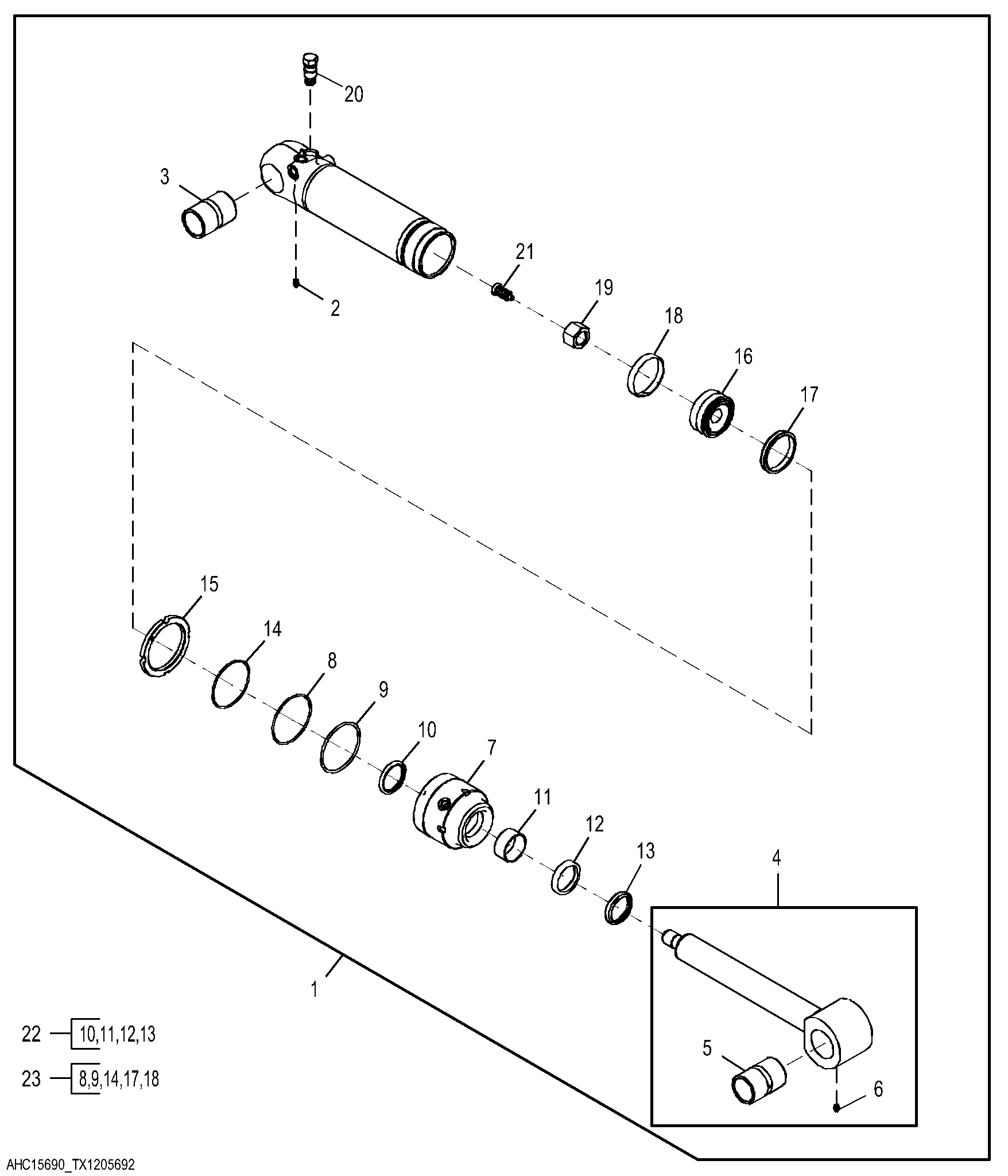 Hydraulic Cylinder Components, 4552 Grapple (52 in)