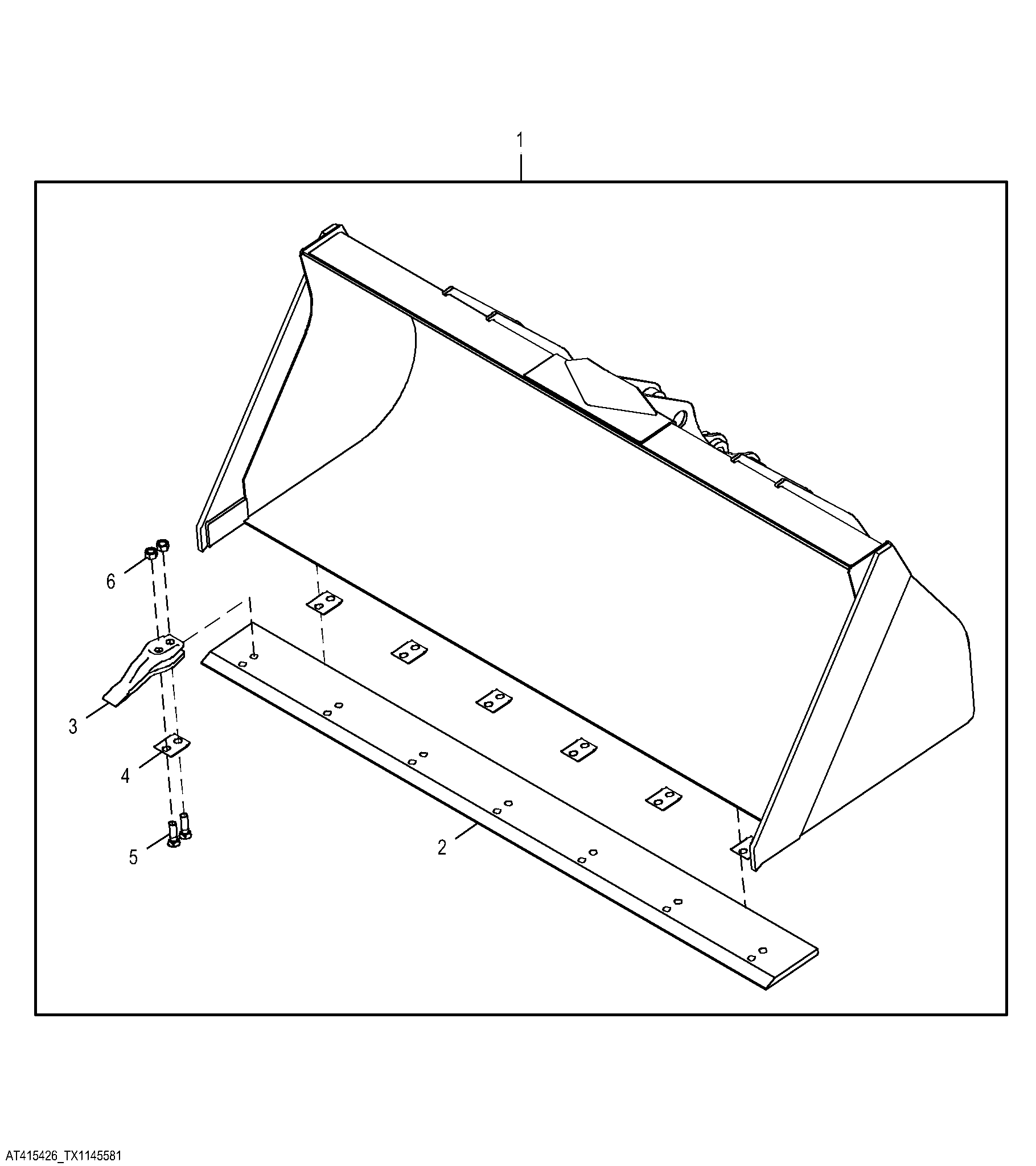 Loader Bucket with Auxiliary Teeth 0.96 m³ (1.25 yd³)