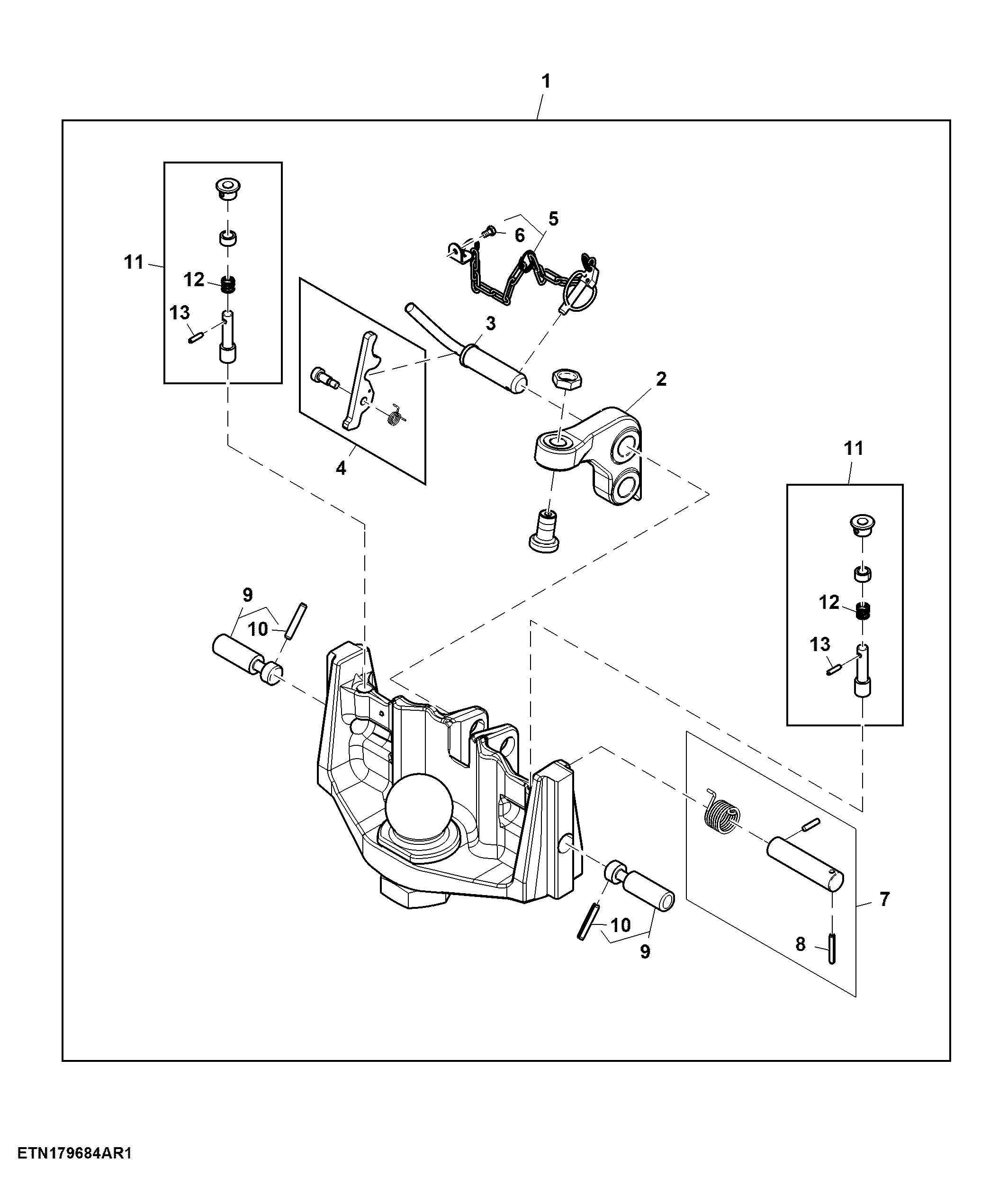 Wagon Hitch Coupling, Ball Type, 3-in-1 Wagon Hitch Rails ( - 804199)