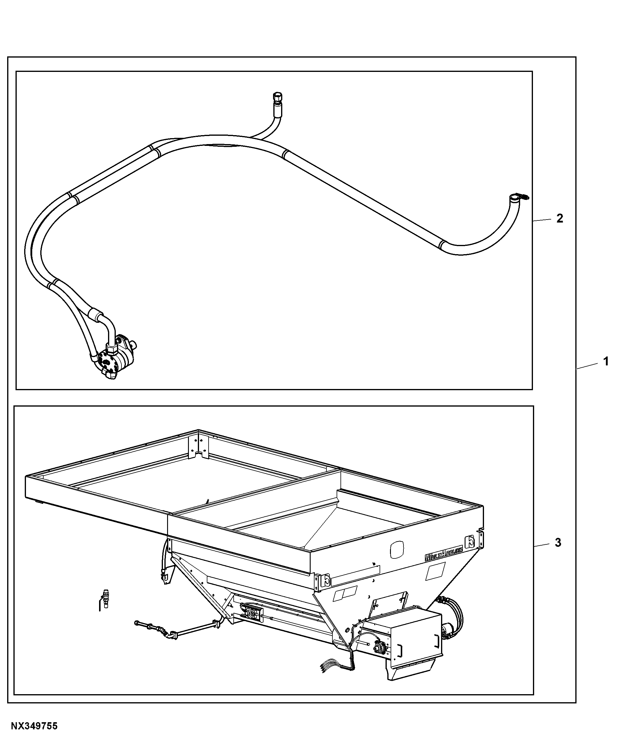 Drybox Spreader, One to Two Bin, Attachment