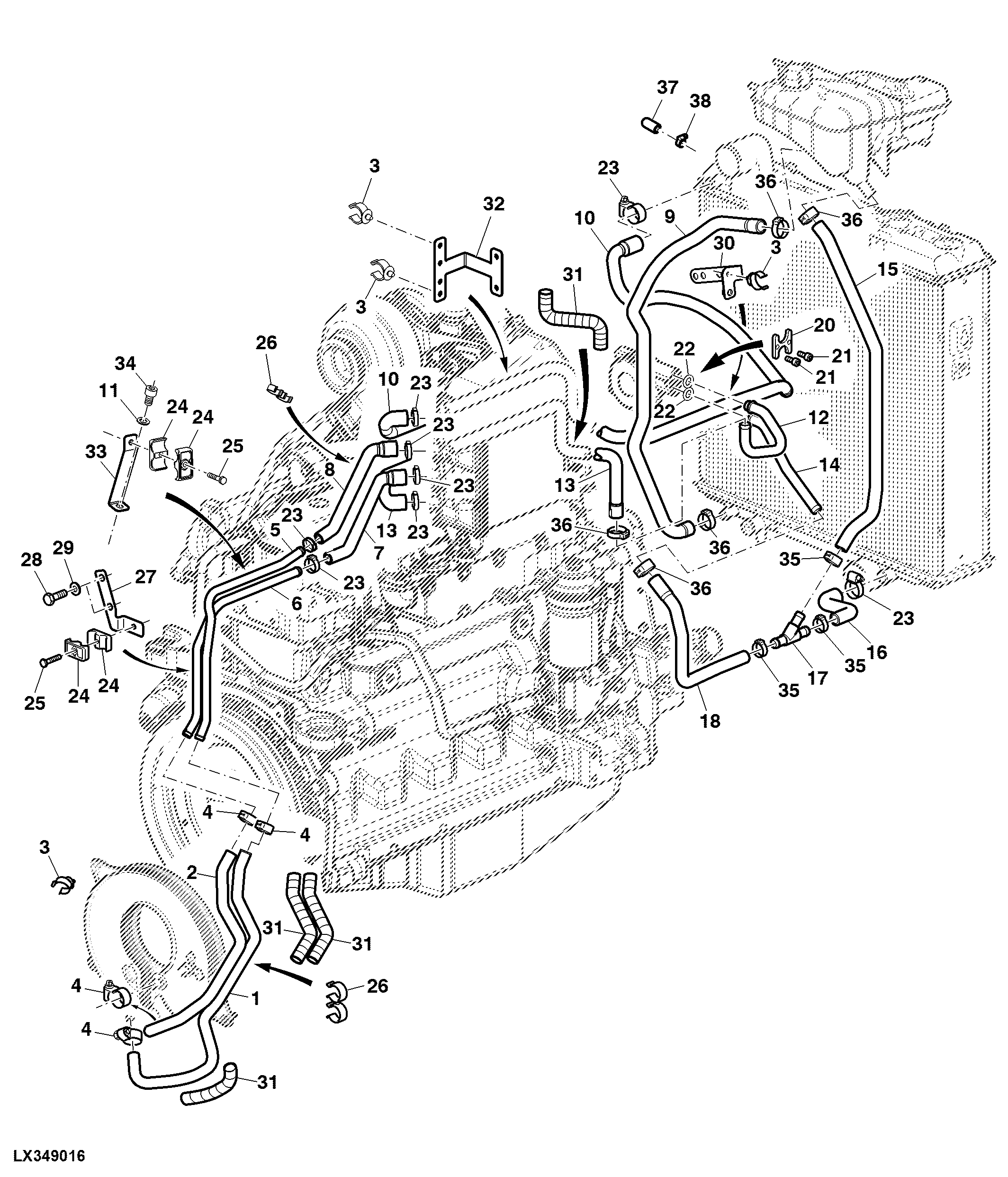 COOLANT LINES FOR OIL COOLER AND INTERCOOLER