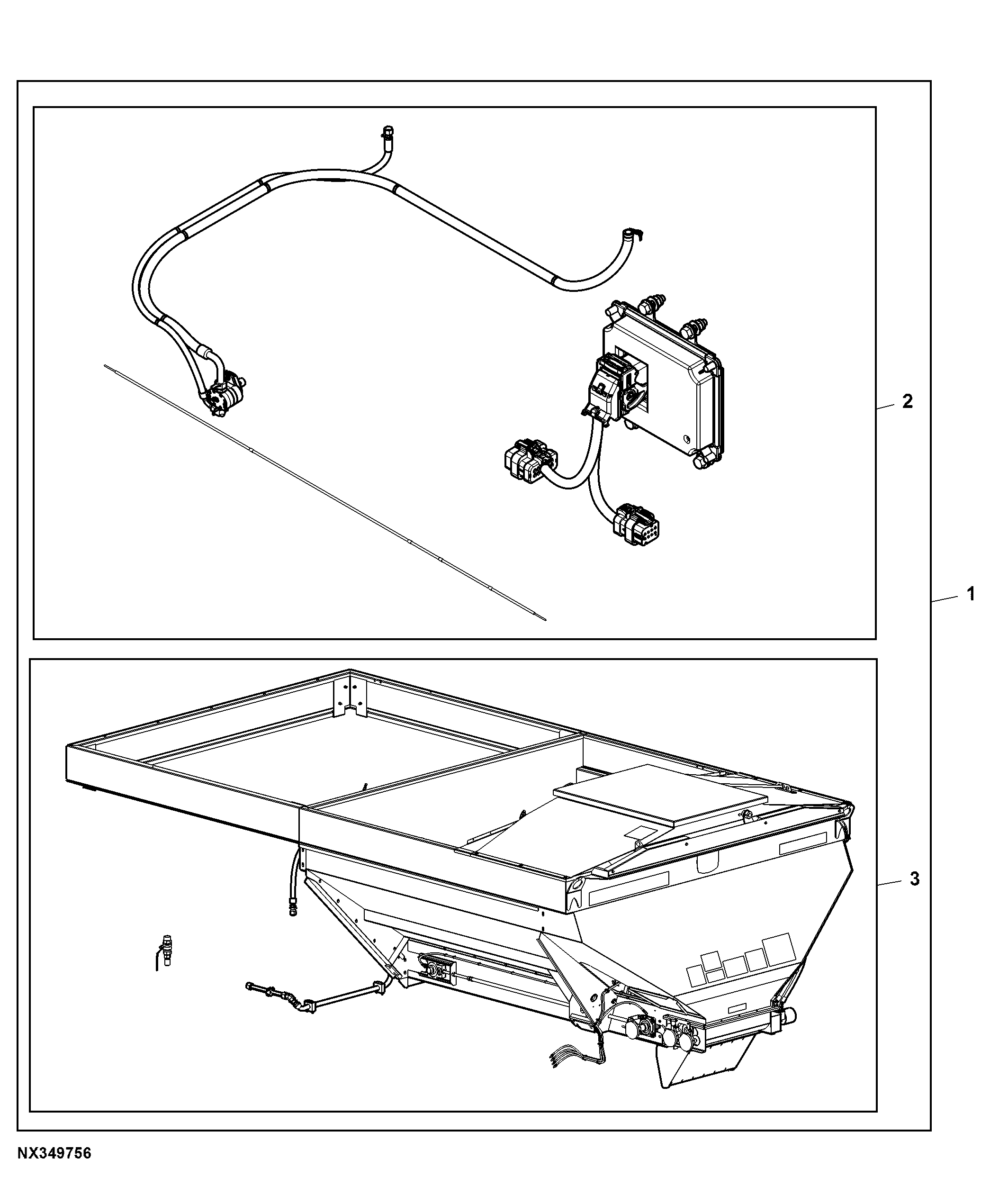 Drybox Spreader, One to Four Bin, Attachment