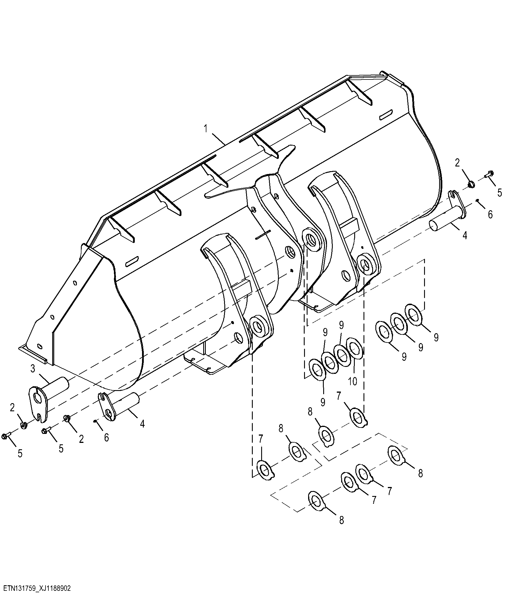 Loader Bucket With Full Length Spillguard, General Purpose, 2.7 m³