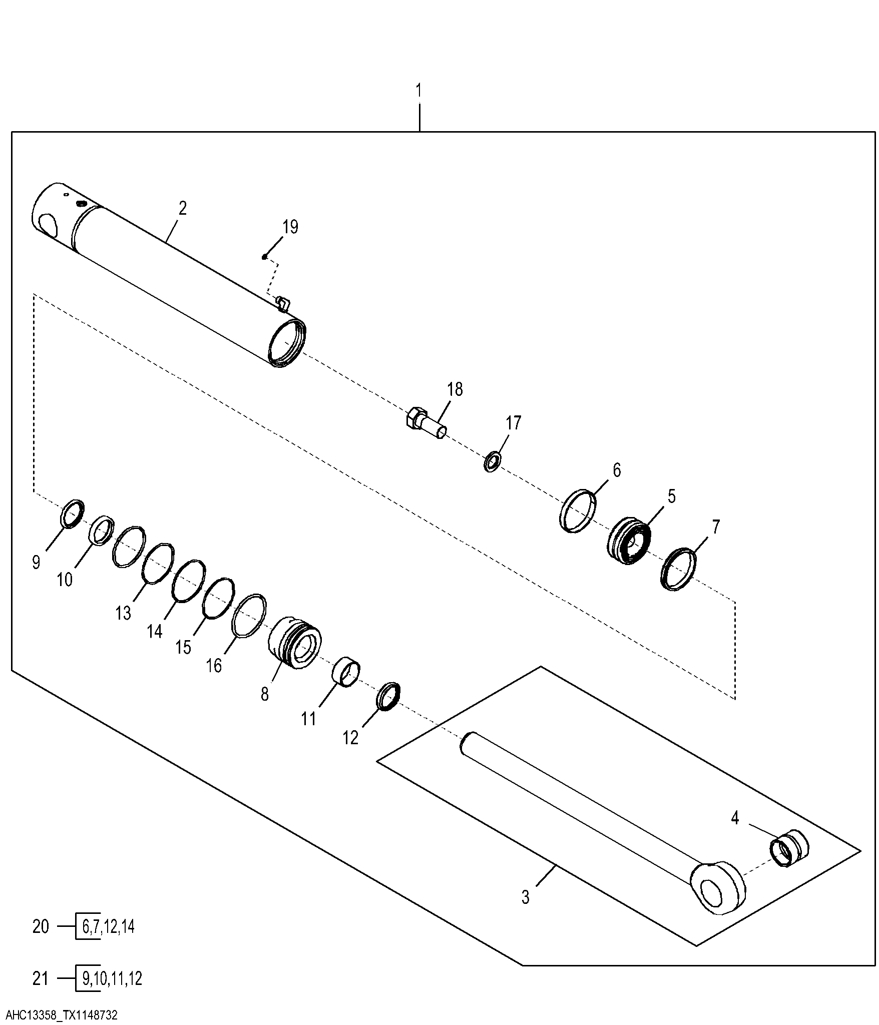 Replacement Stabilizer Cylinder (Stroke 58.80 cm, Closed Length 103.50 cm)