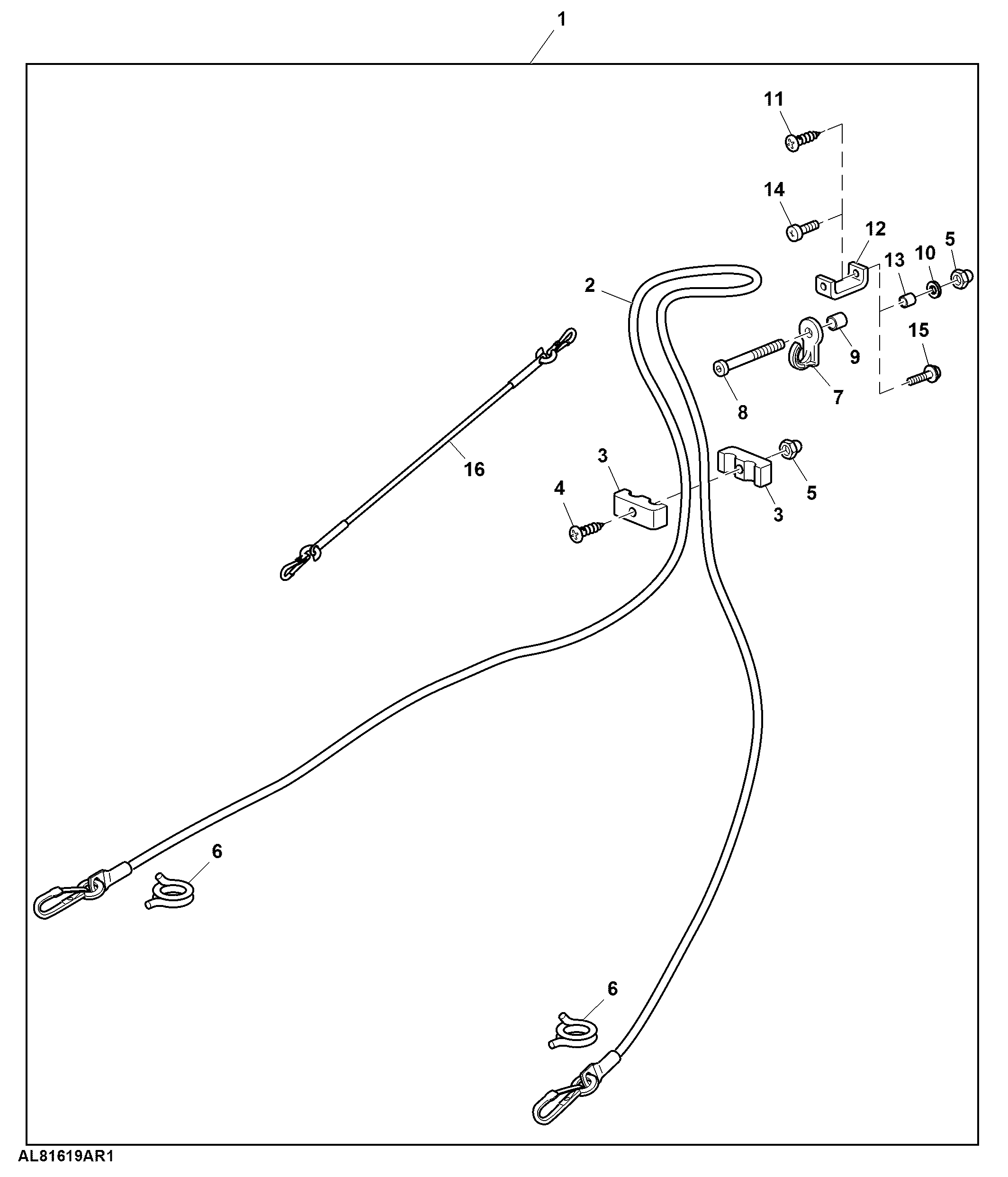 Attachment, Release Cable, Center Link And Draft Link, W/ Hook