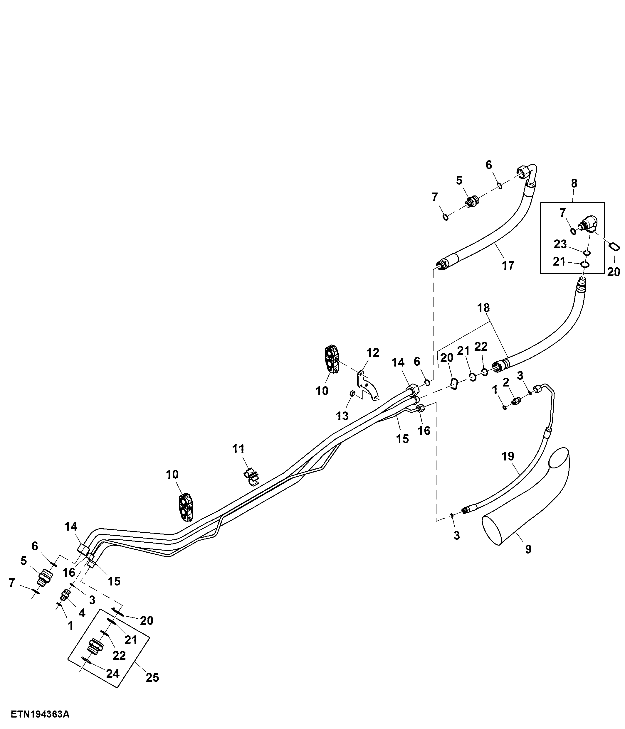 Oil Supply Lines, Midstack SCV, W/ PC-Hydraulics, W/ Power Beyond Position IV