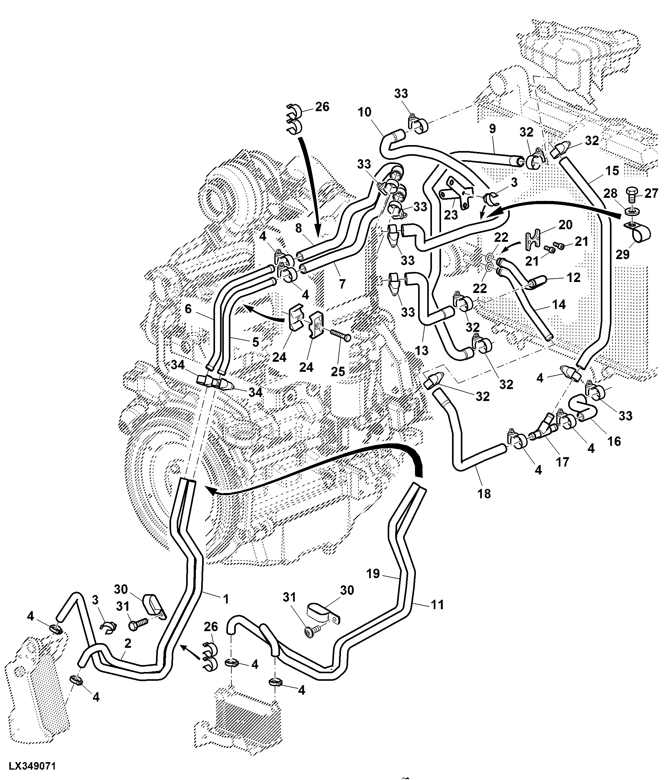 COOLANT LINES FOR OIL COOLER AND INTERCOOLER