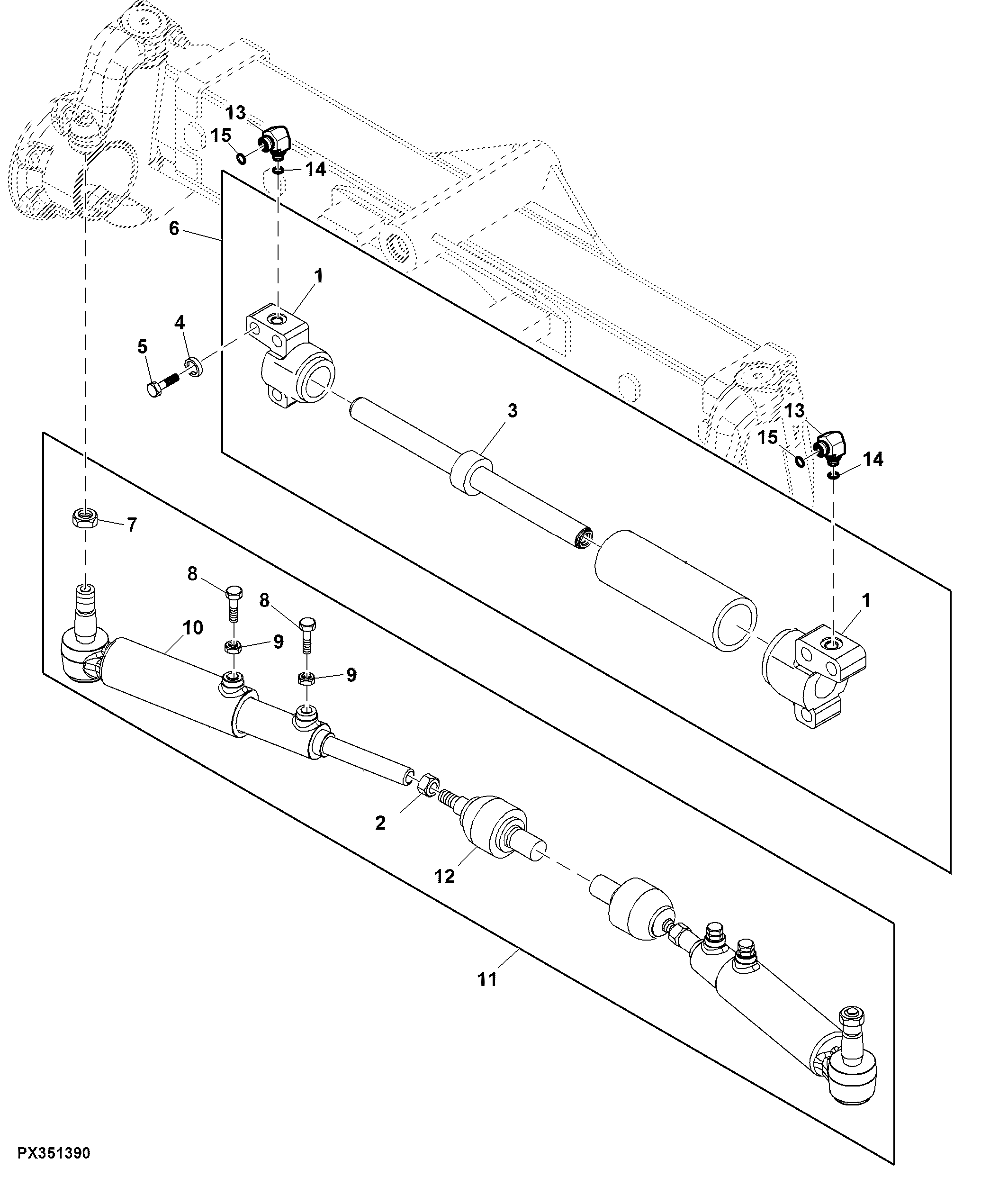 Steering Cylinder and Tie Rods, Front Axle, 2WD