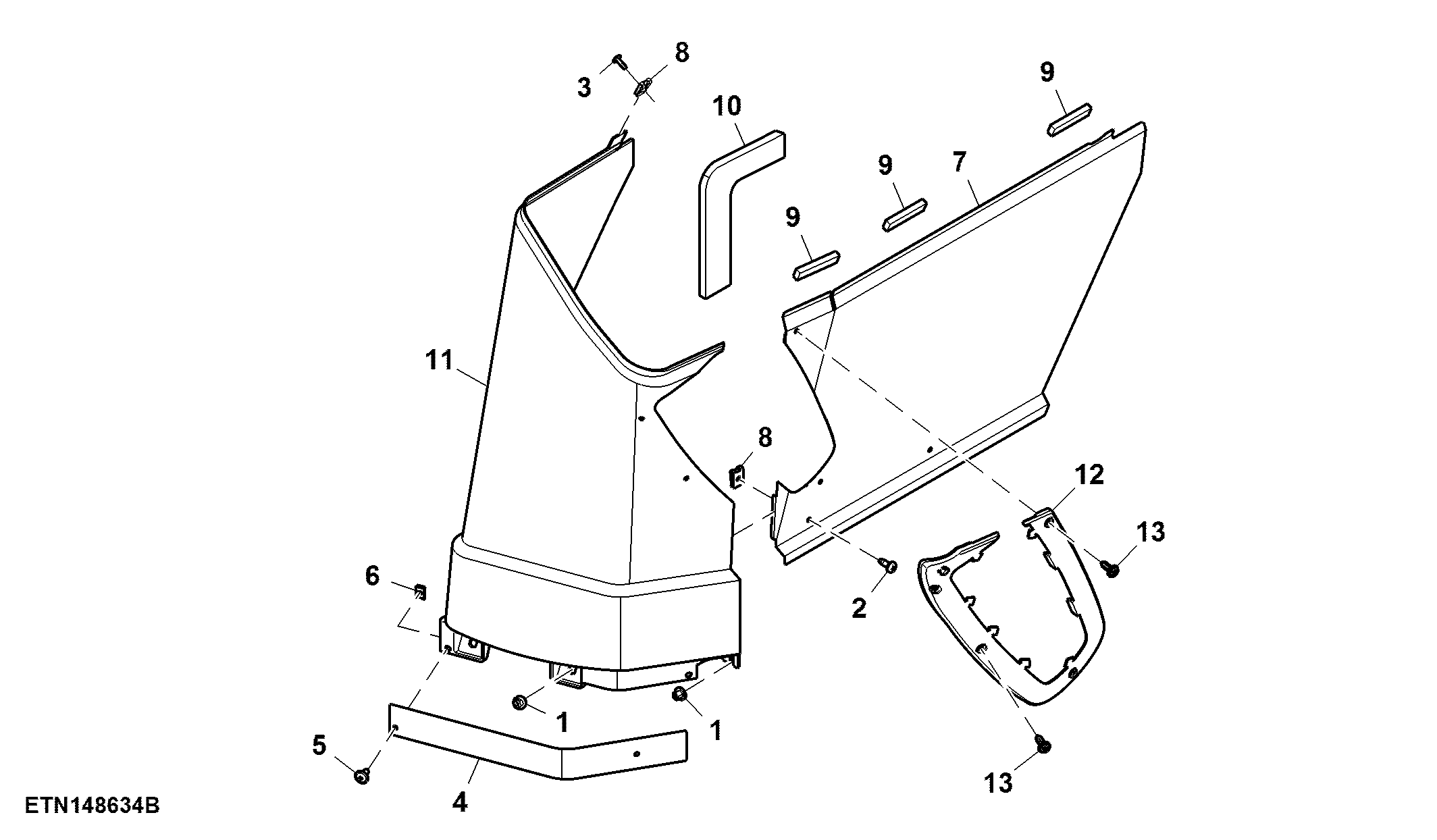 Side Console, RH, W/ Multi Function Lever, W/ Horizontal Exhaust, OOS