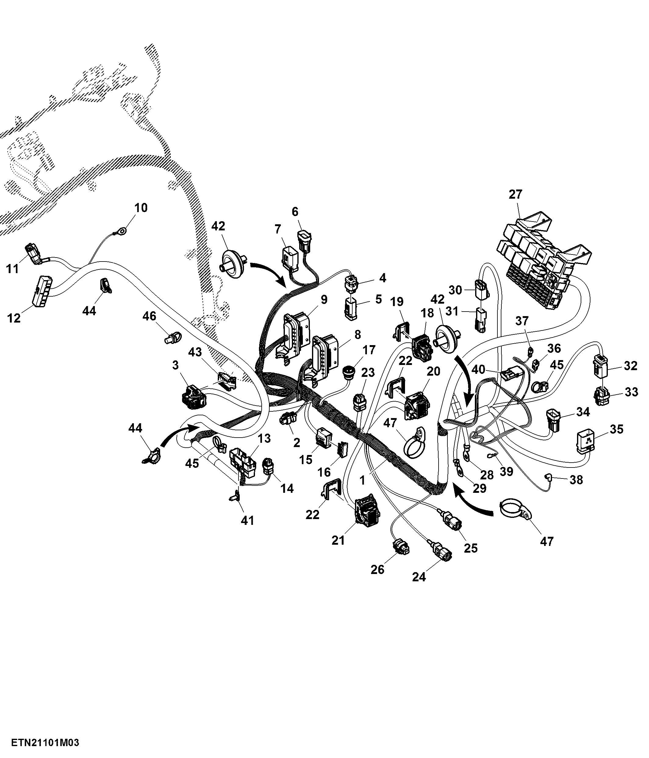 Cab Wiring Harness, Generation 4 CommandCenter™ 4100 Processor (3/3) ( - 055999)