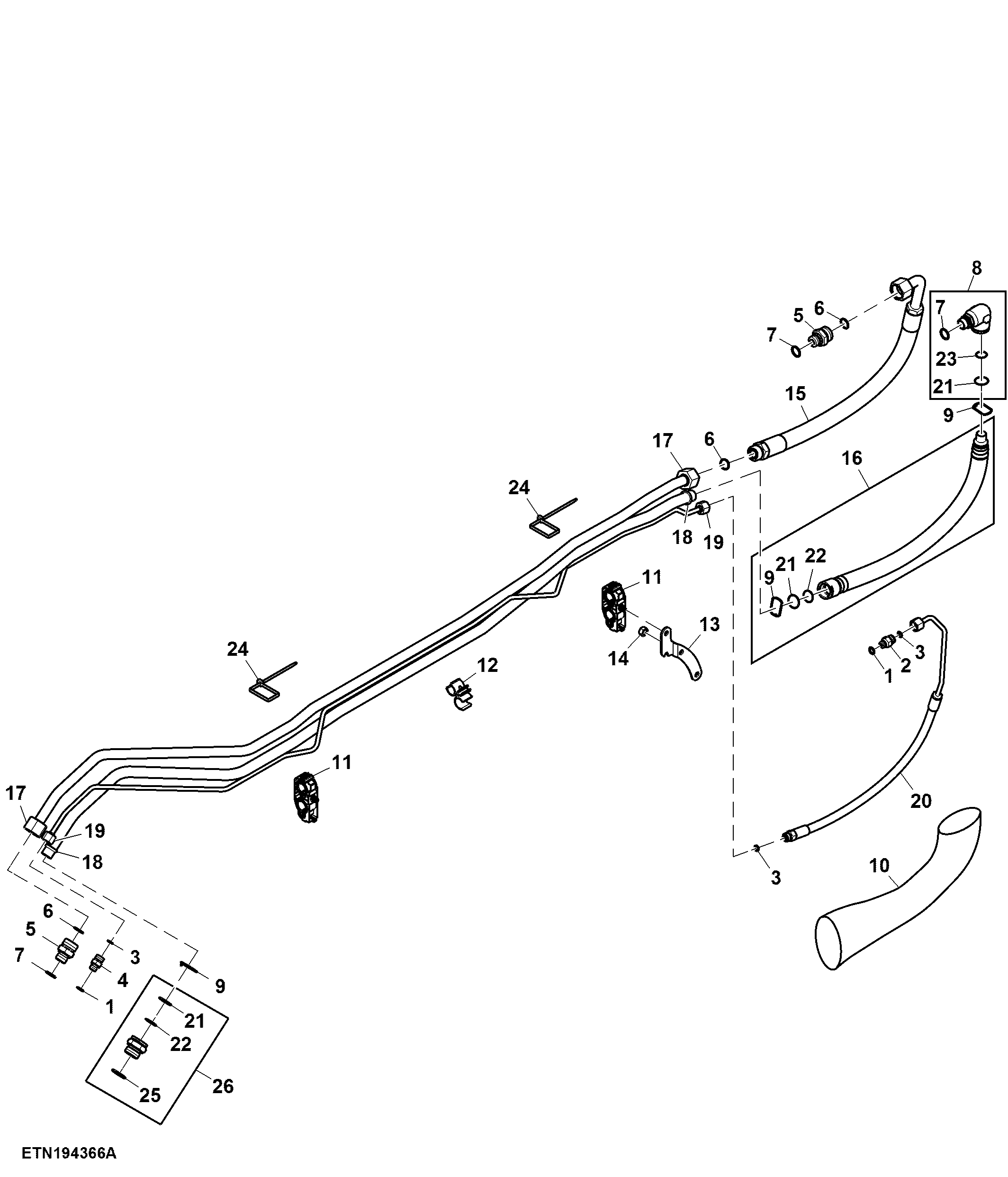 Oil Supply Lines, Midstack SCV, W/ PC-Hydraulics, W/ Power Beyond Position IV