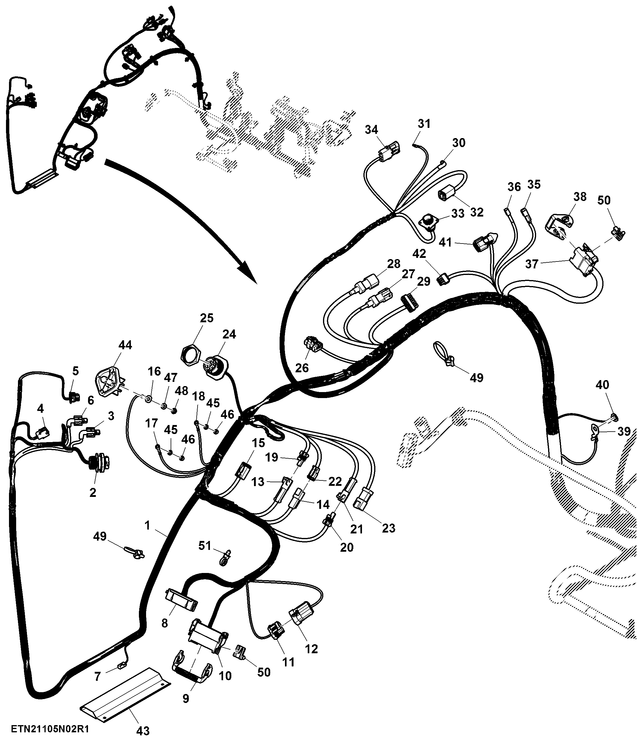 Cab Wiring Harness, Generation 4 CommandCenter™ 4600 Processor (2/4) ( - 916999)