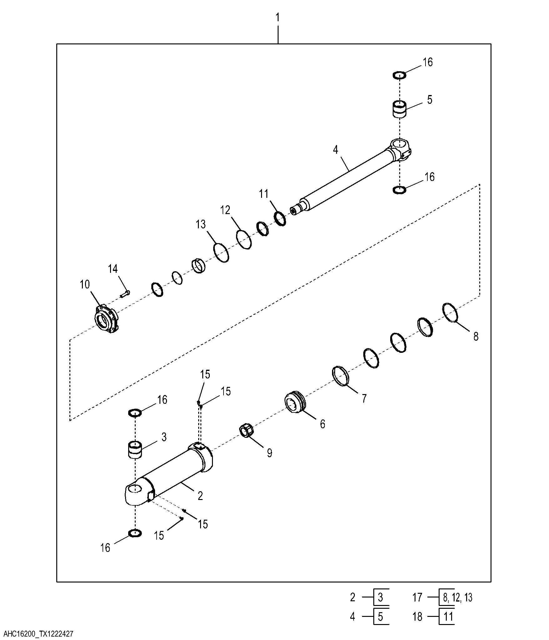 Left Bucket Cylinder Components, Pipe Handler