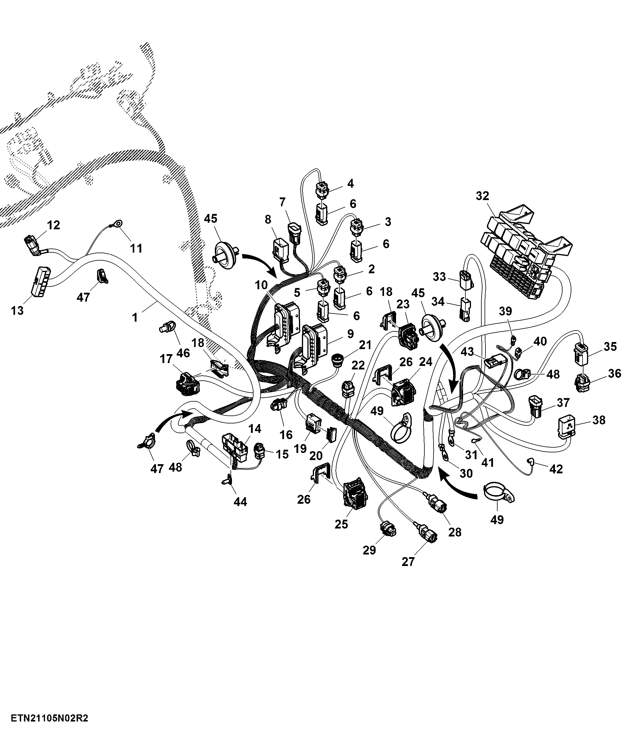 Cab Wiring Harness, Generation 4 CommandCenter™ 4600 Processor (3/4) ( - 916999)