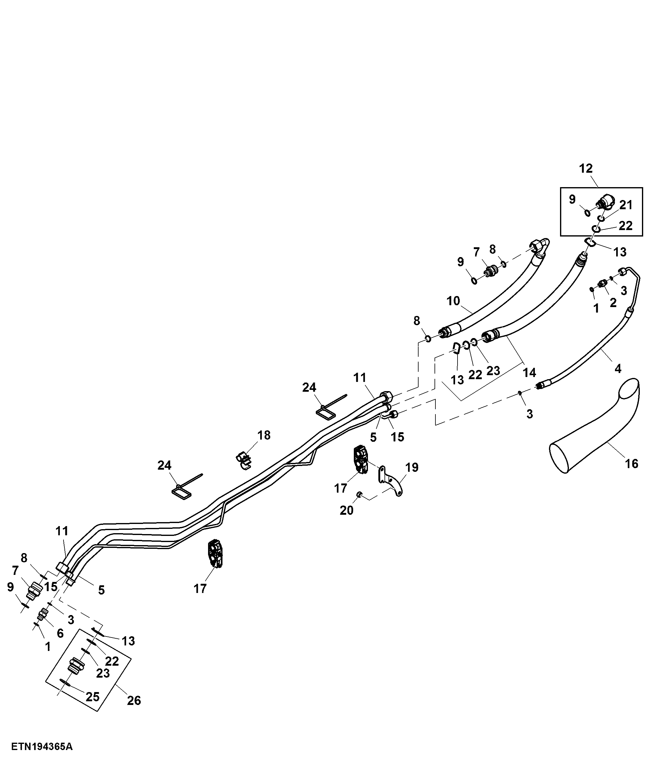 Oil Supply Lines, Midstack SCV, W/ PC-Hydraulics, W/ Power Beyond Position III