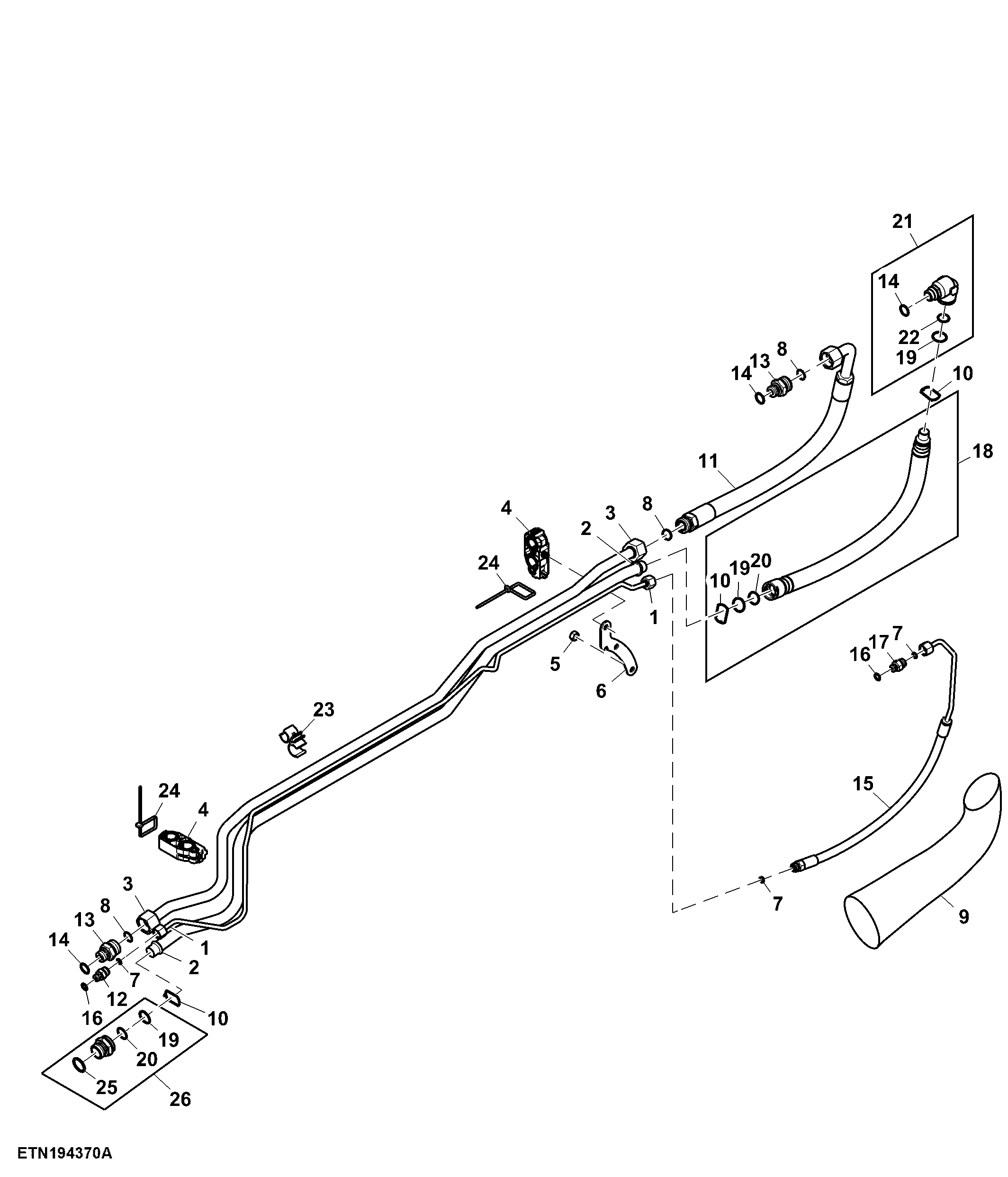 Oil Supply Lines, Midstack SCV, W/ PC-Hydraulics, W/ Power Beyond Position IV