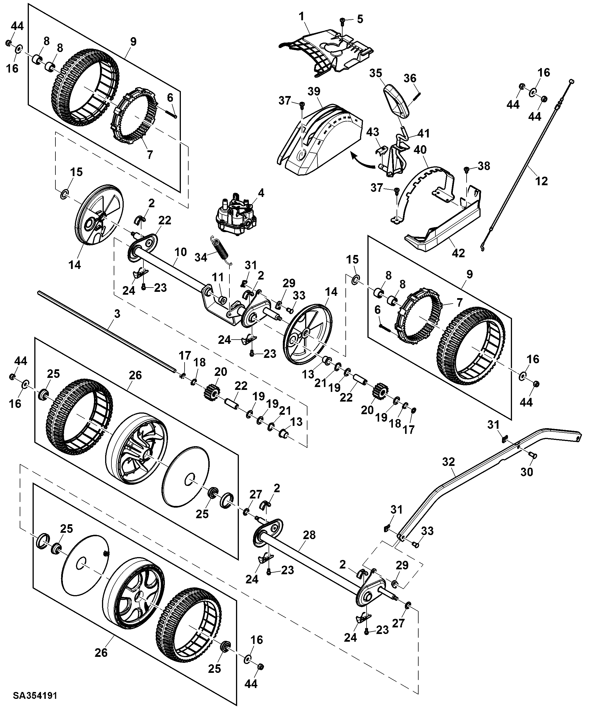 Drive, Cutting Height Adjustment and Wheels