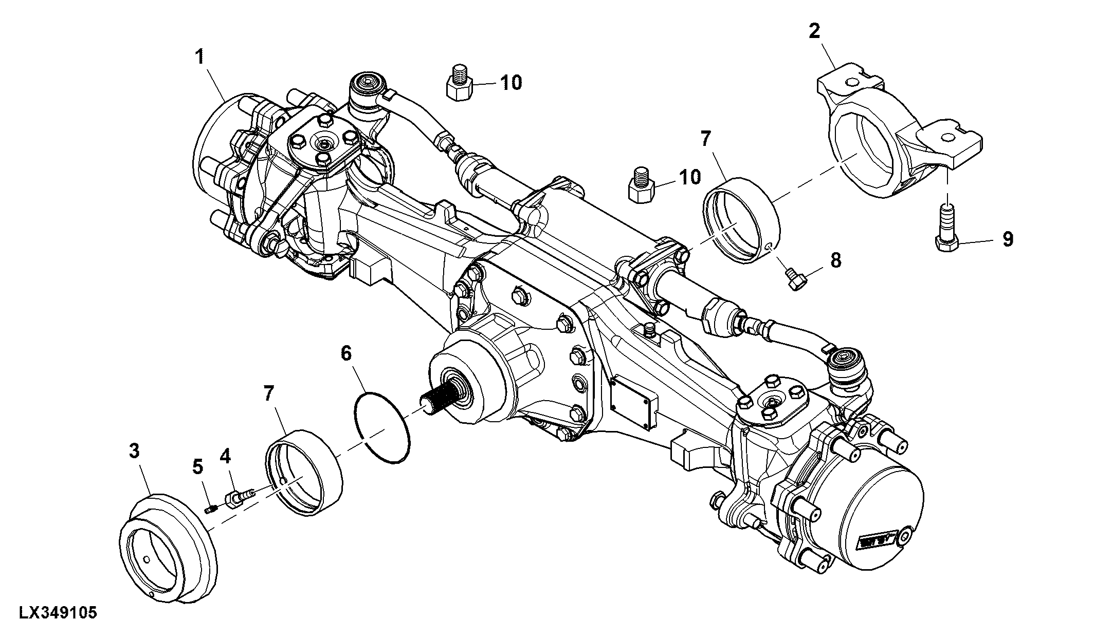 Axle Assembly, 4WD Axle, Narrow Version, Cab
