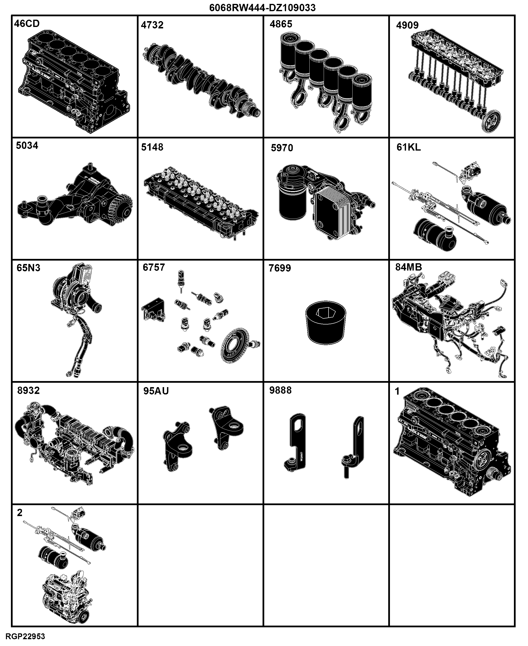 E2 Engine 6068RW444-DZ109033-ETN194345-ETN194344