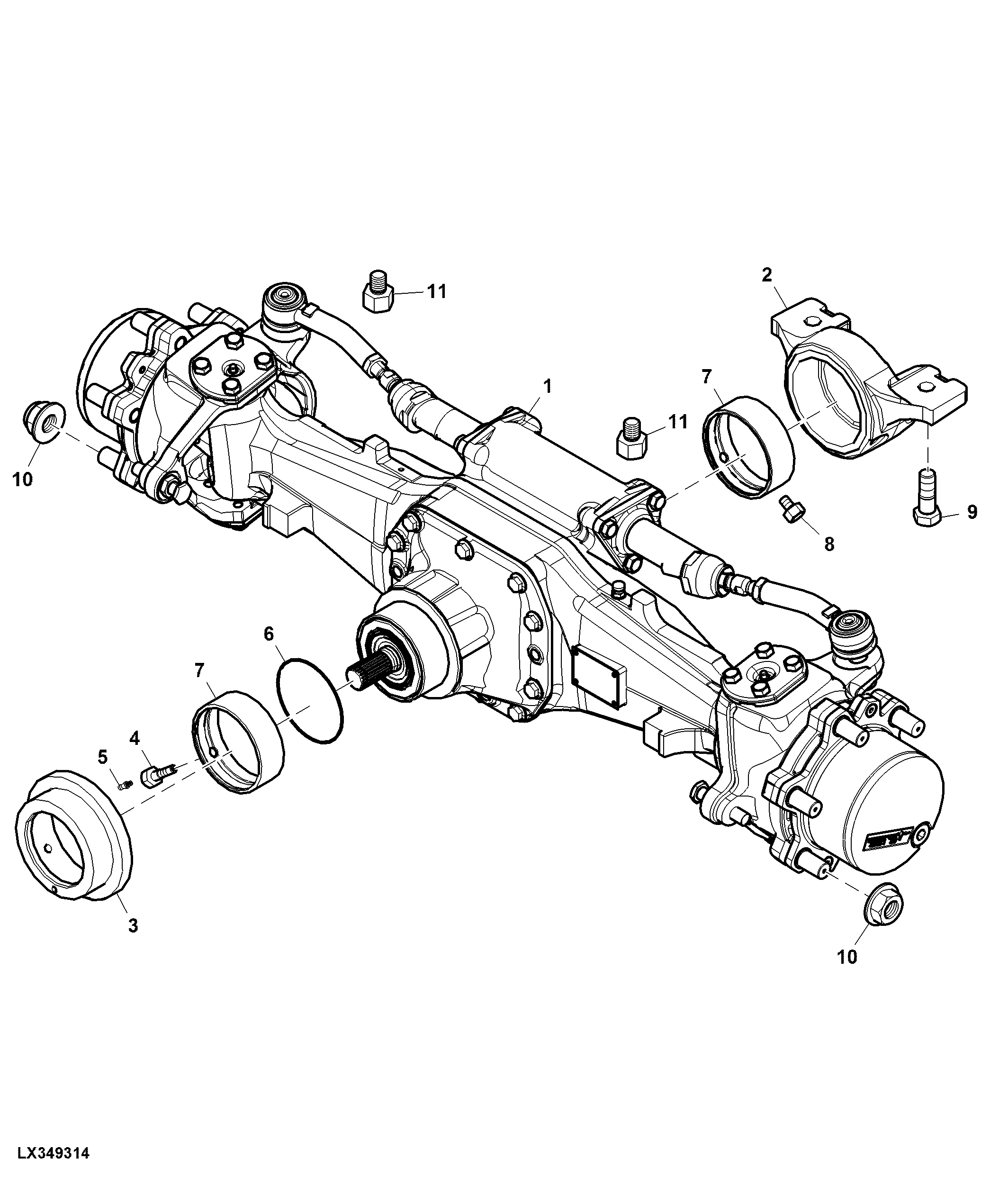 Axle Assembly, 4WD Axle, Narrow Version, OOS