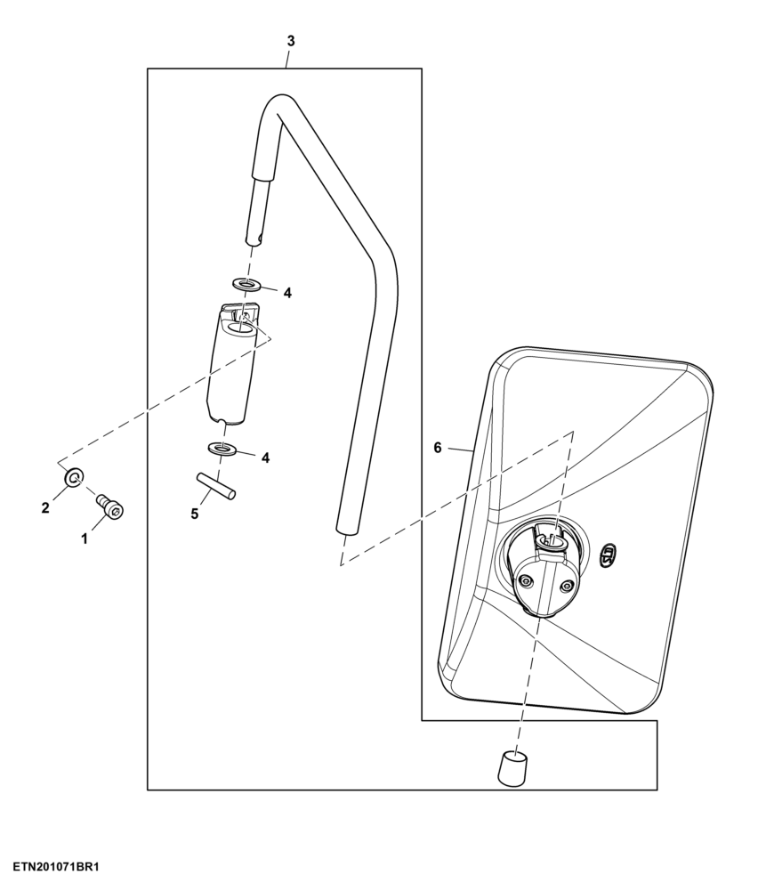 Rear View Mirror, LH Assembly, Cab (For India)