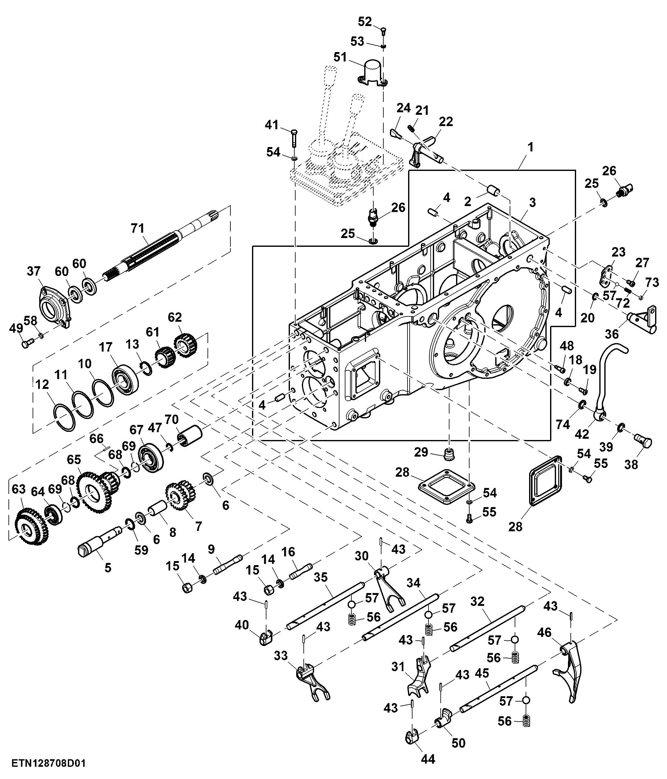Transmission Housing and Shifter Control, MFWD