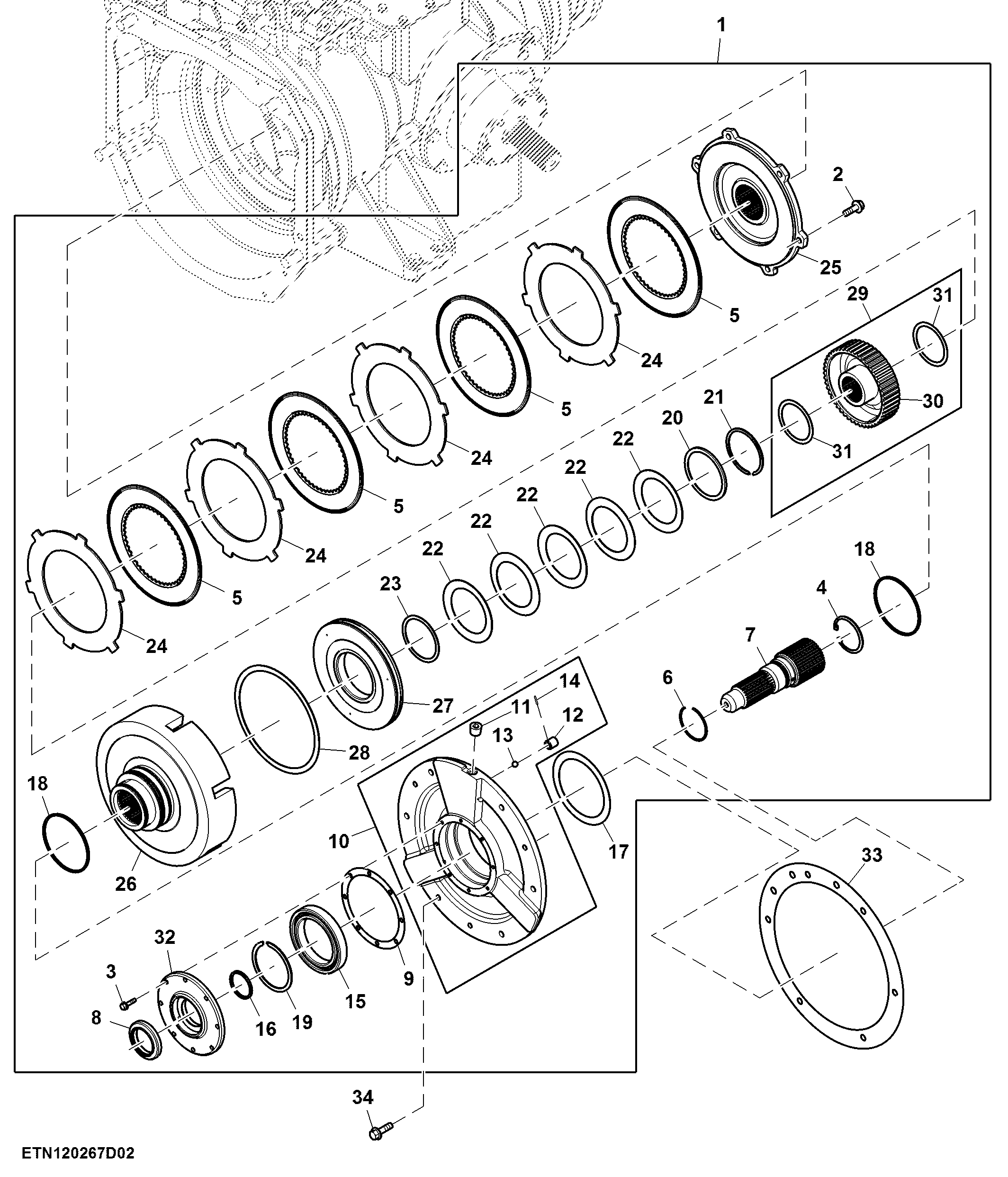 Engine Gear Case Clutch, 6.8 L Final Tier 4
