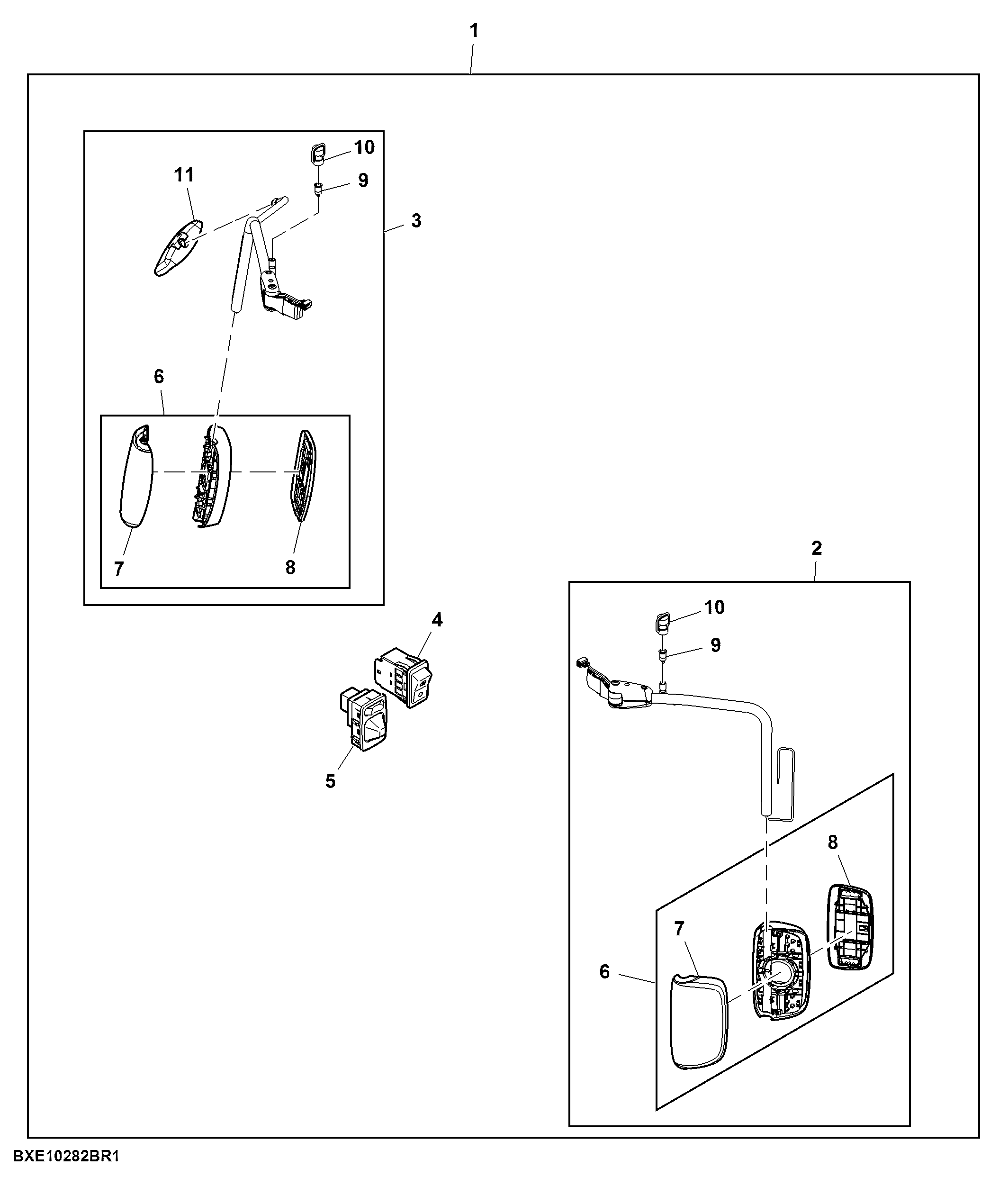 External Mirror, Electrical Head W/ Curb Mirror, Attachment