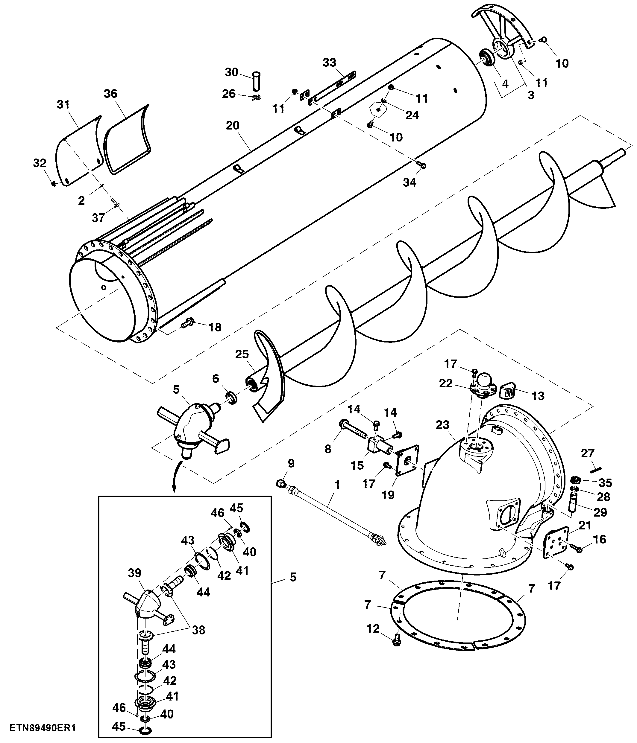 Unloading Auger and Turret Assembly, High Unloading Rate 7.9 m (26 ft) ( - 775000)