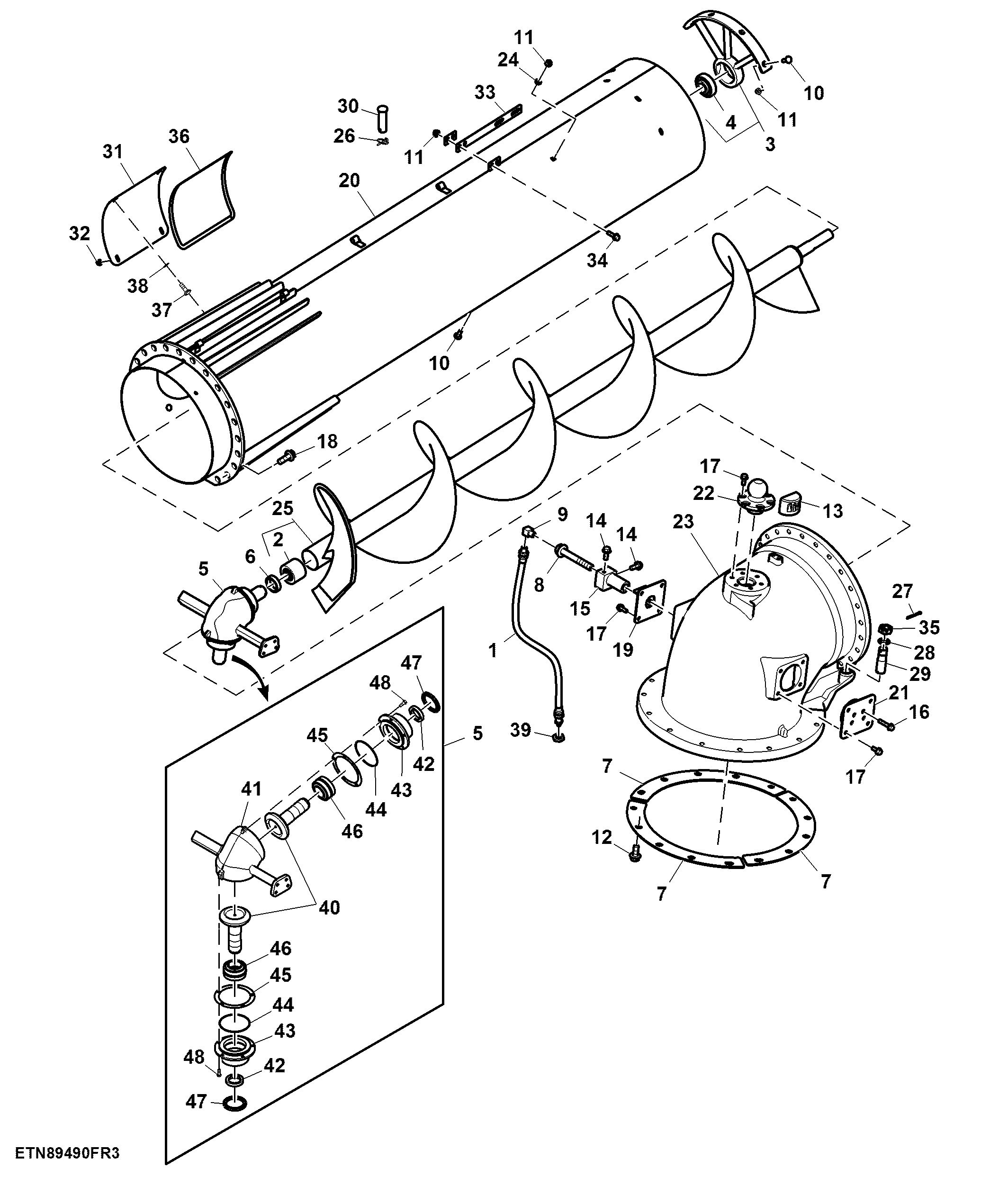 Unloading Auger and Turret Housing, High Unloading Rate