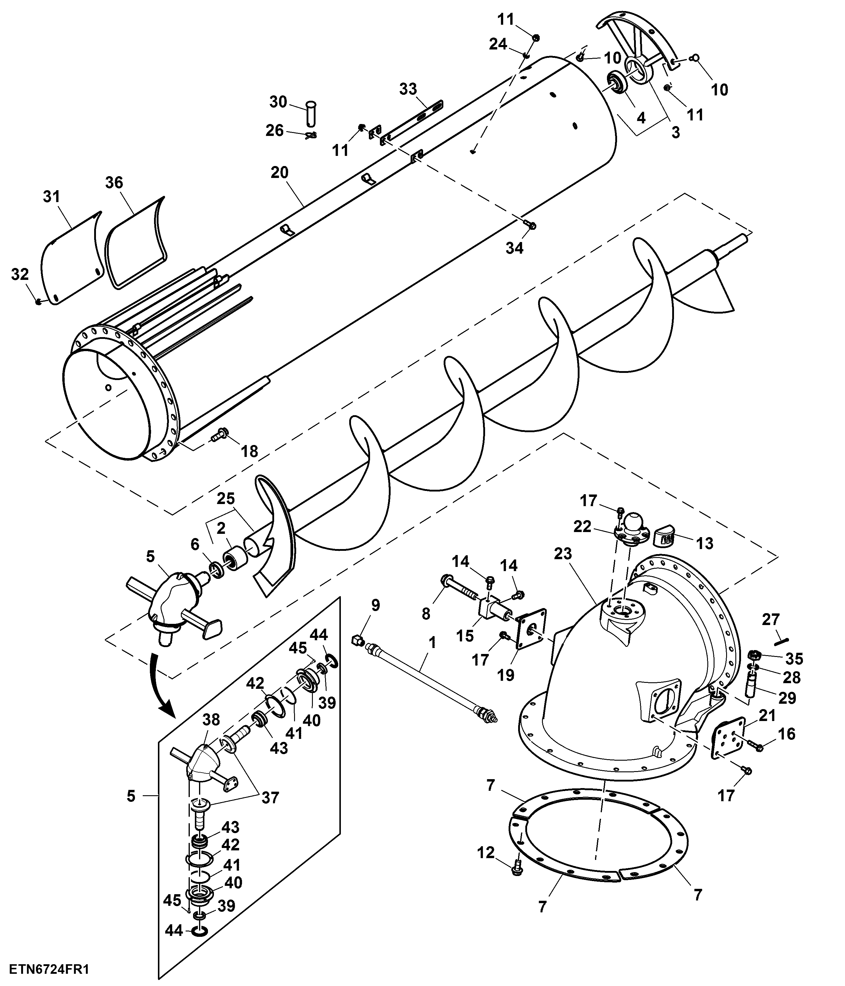 Unloading Auger and Turret Housing, High Unloading Rate, 7.9 m (25.9 ft)