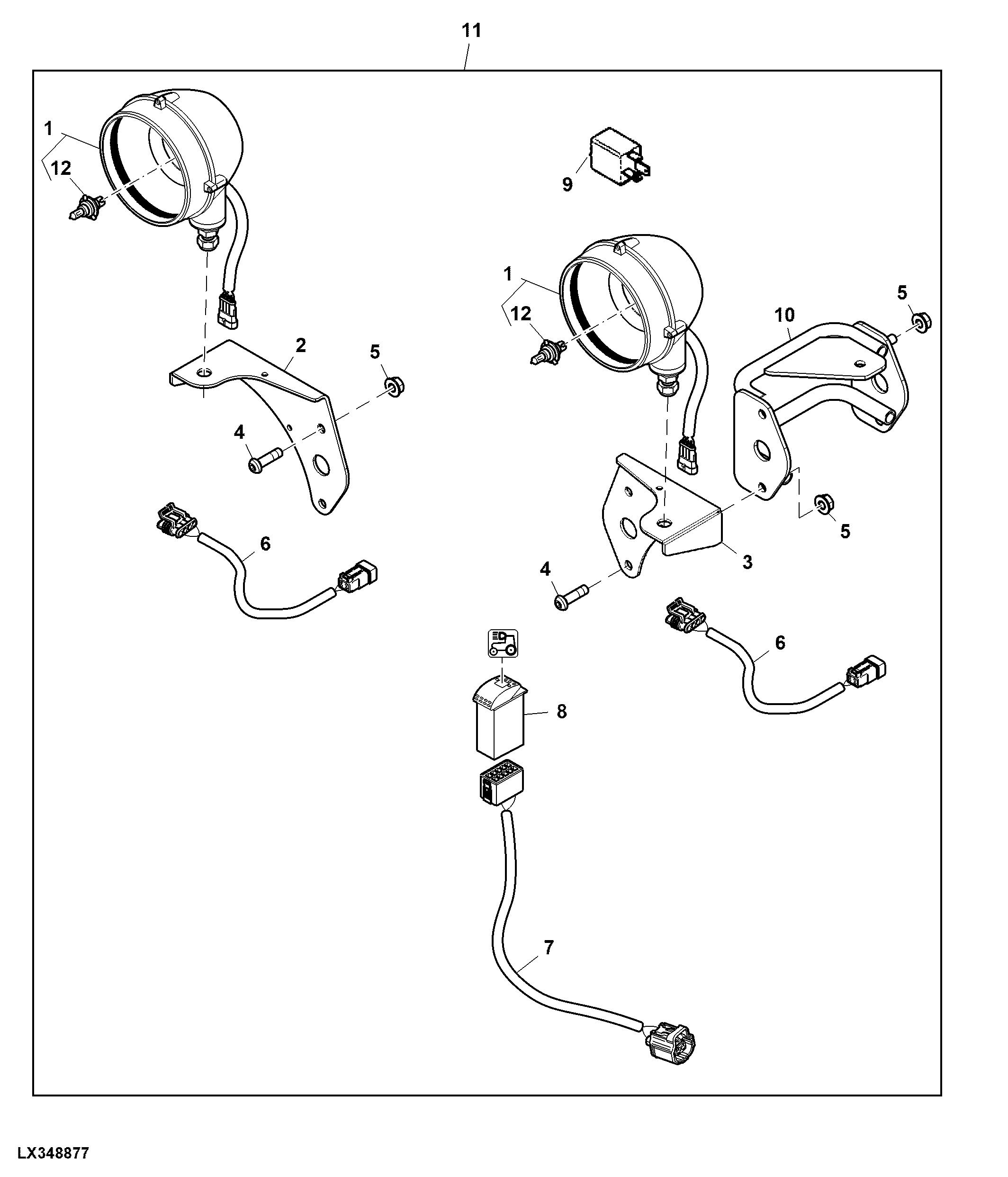 Attachment, Work Lights, W/ Vertical Exhaust, Cab Front