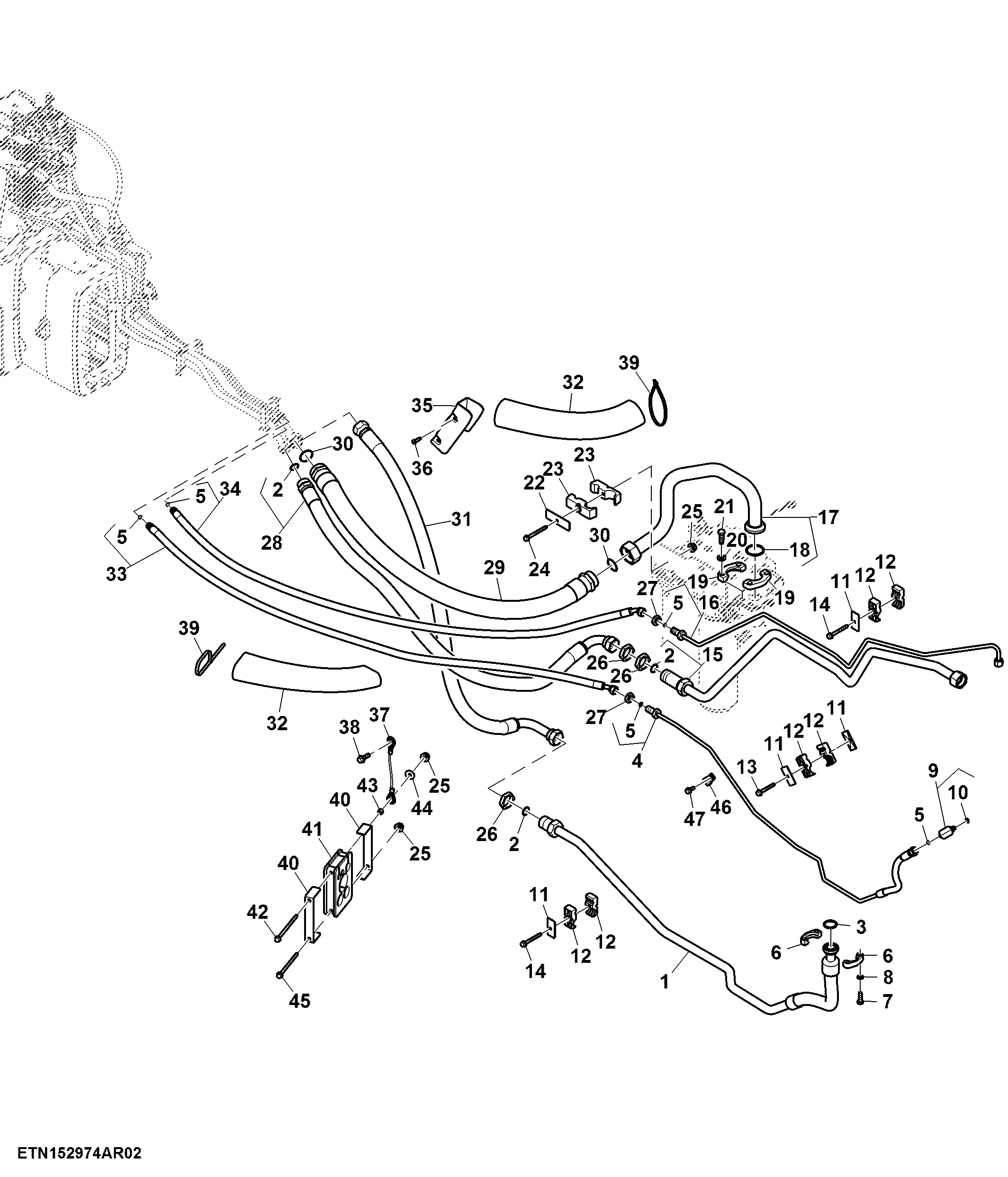 SCV Lines, High Flow, W/O Hitch, 1/2" Rear Quick Coupler, PST (2/2) ( - 804100)