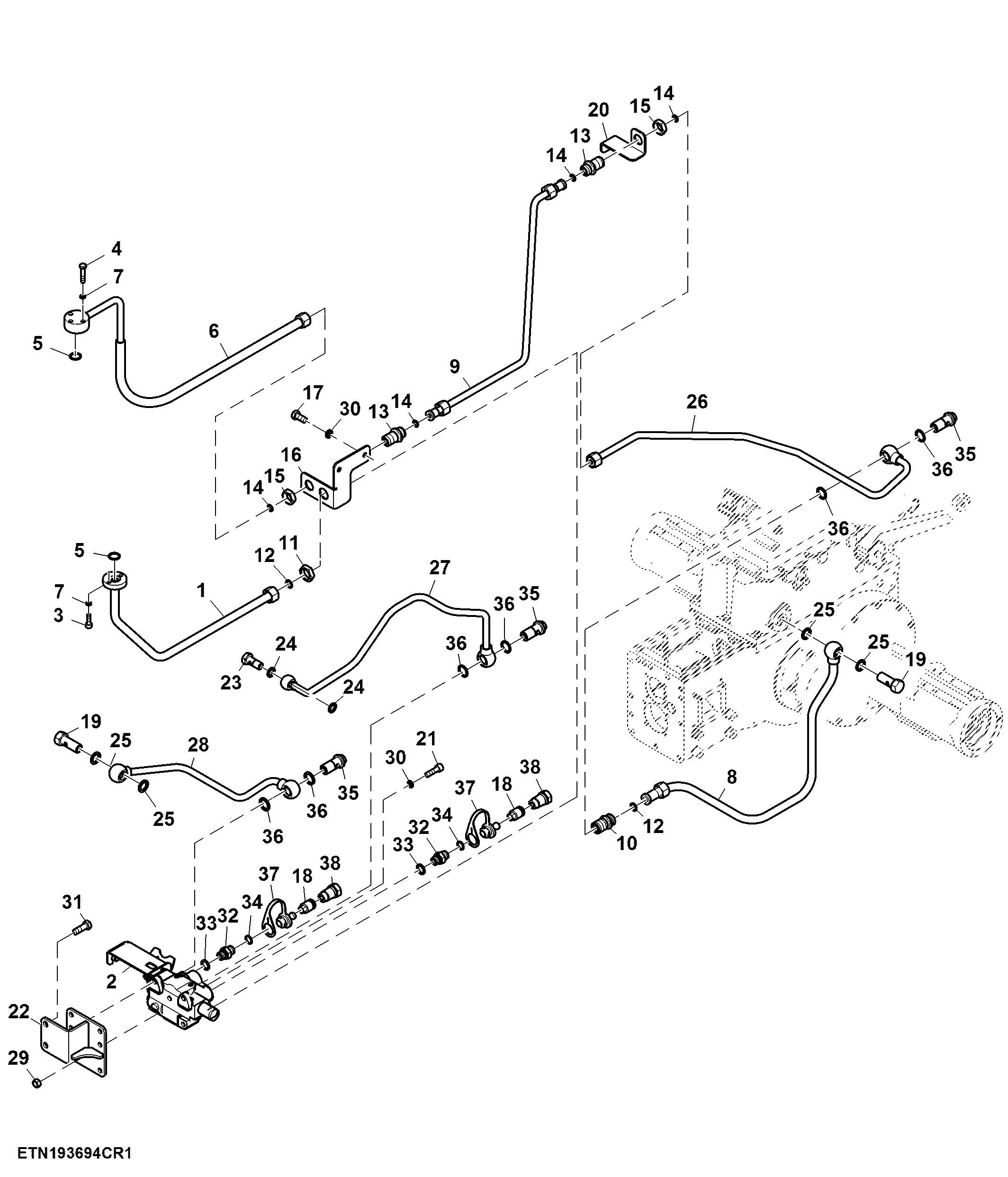 Single Selective Control Valve and Oil Lines, PowrReverser™ (618313 - )