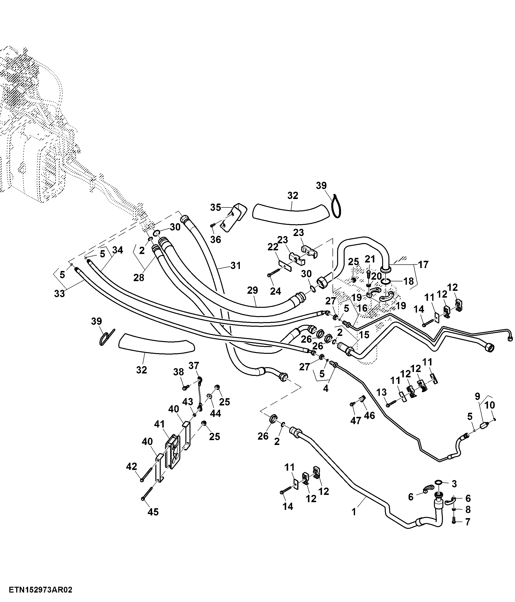 SCV Lines, High Flow, Hitch W/ 1/2" Rear Quick Coupler, PST (2/2) ( - 804100)