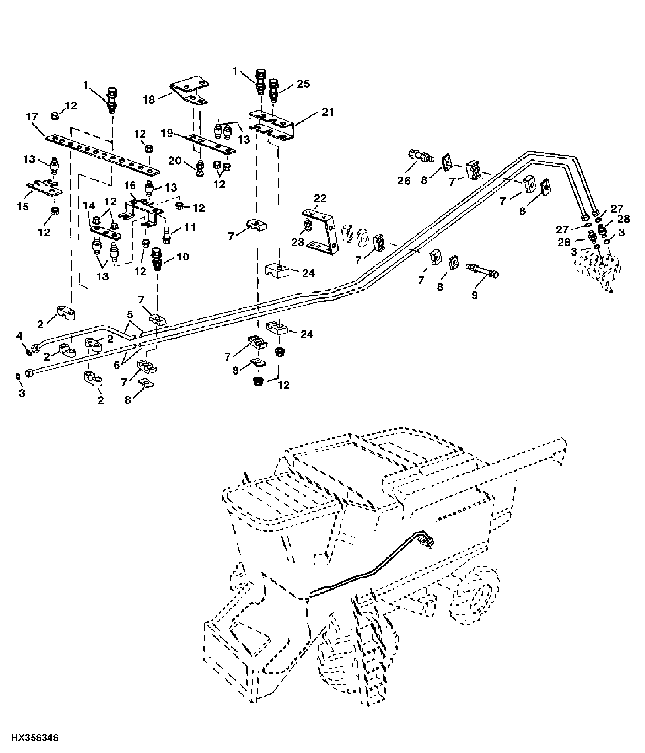 Reel Fore-and-Aft Hydraulic Lines, LH Side (Optional)