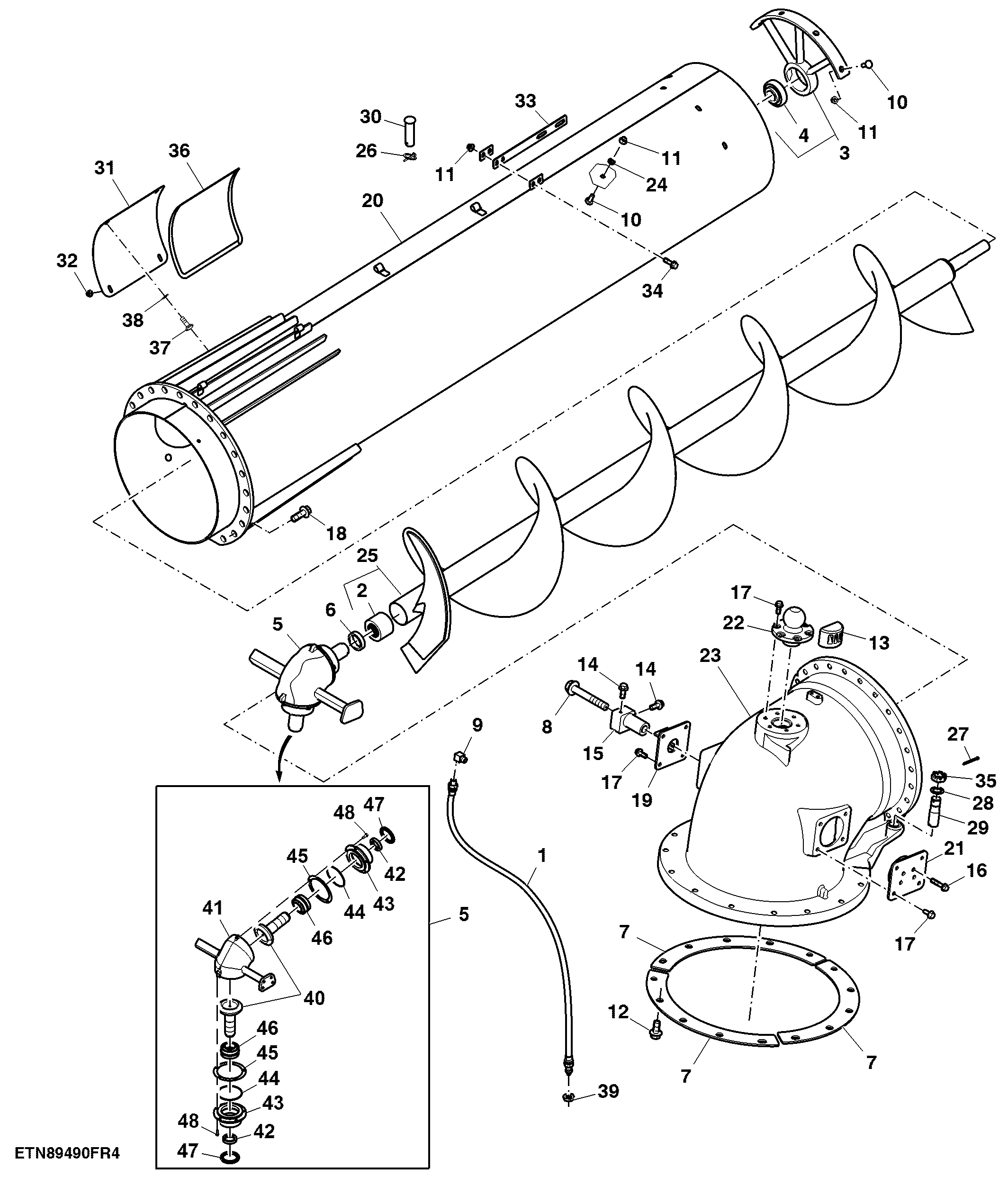 Unloading Auger and Turret Assembly, High Unloading Rate