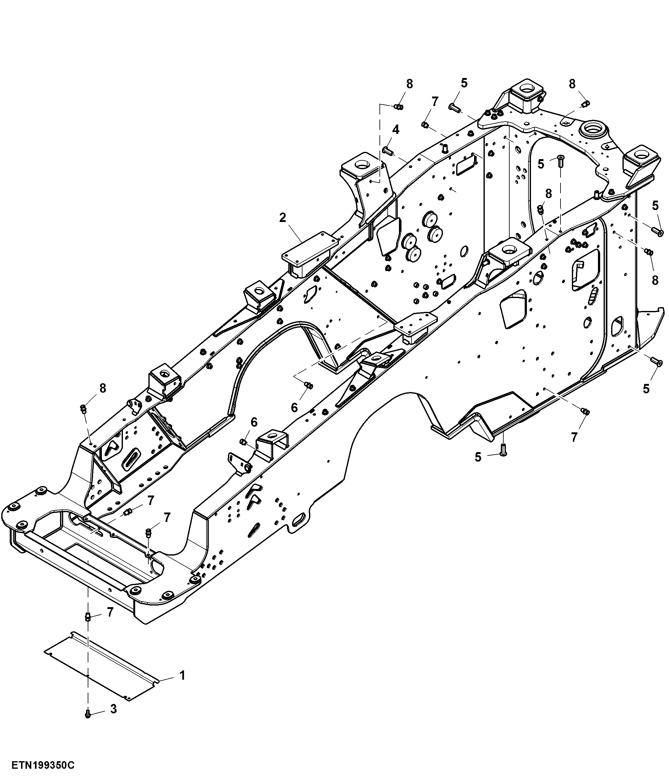 Main Frame, Double Reduction, No Front Axle Suspension (060727 - 062000)