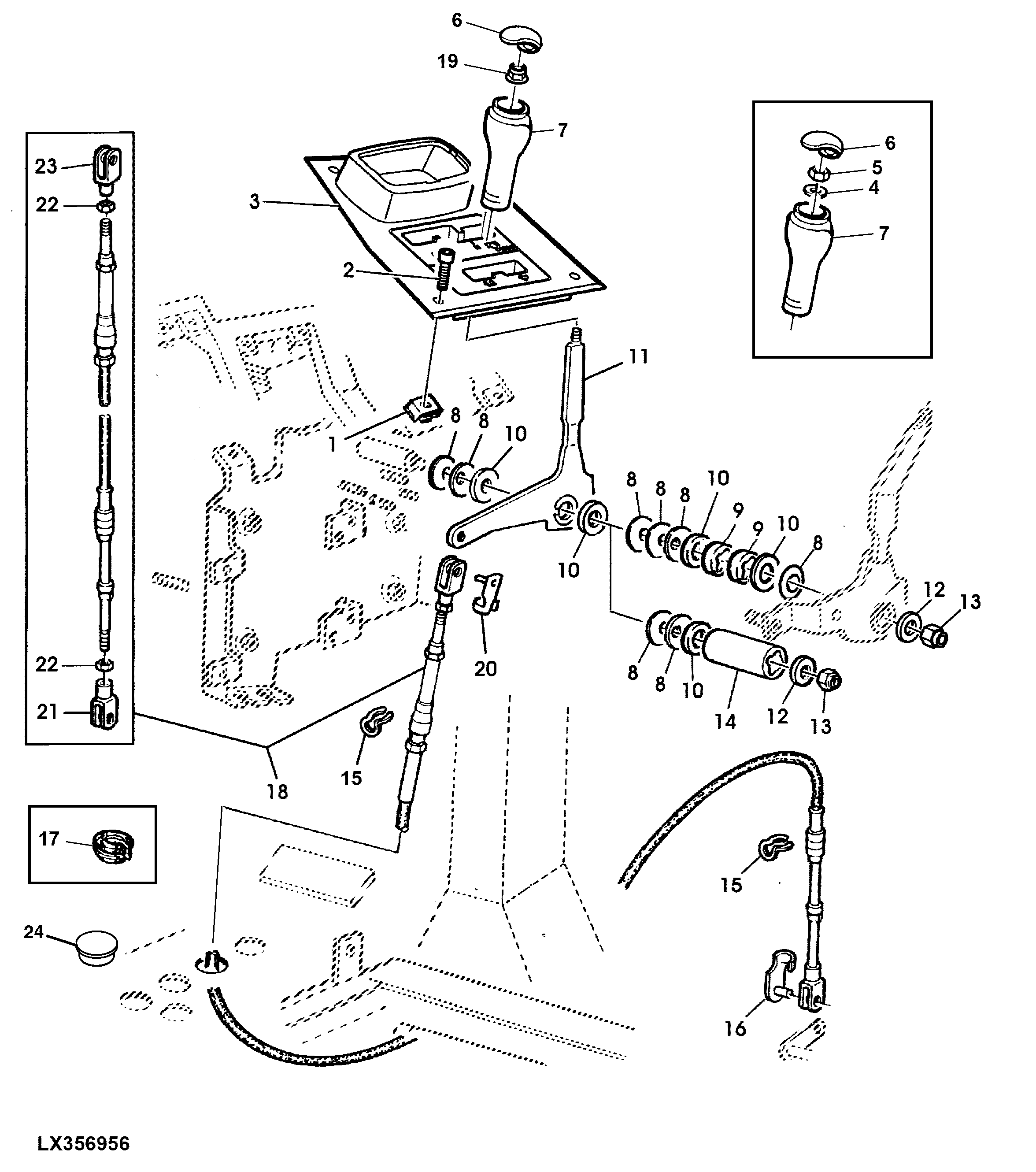 OPERATING COMPONENTS, SHIFTABLE REAR PTO (PREMIUM CAB OR OPEN OPERATOR'S STATION)