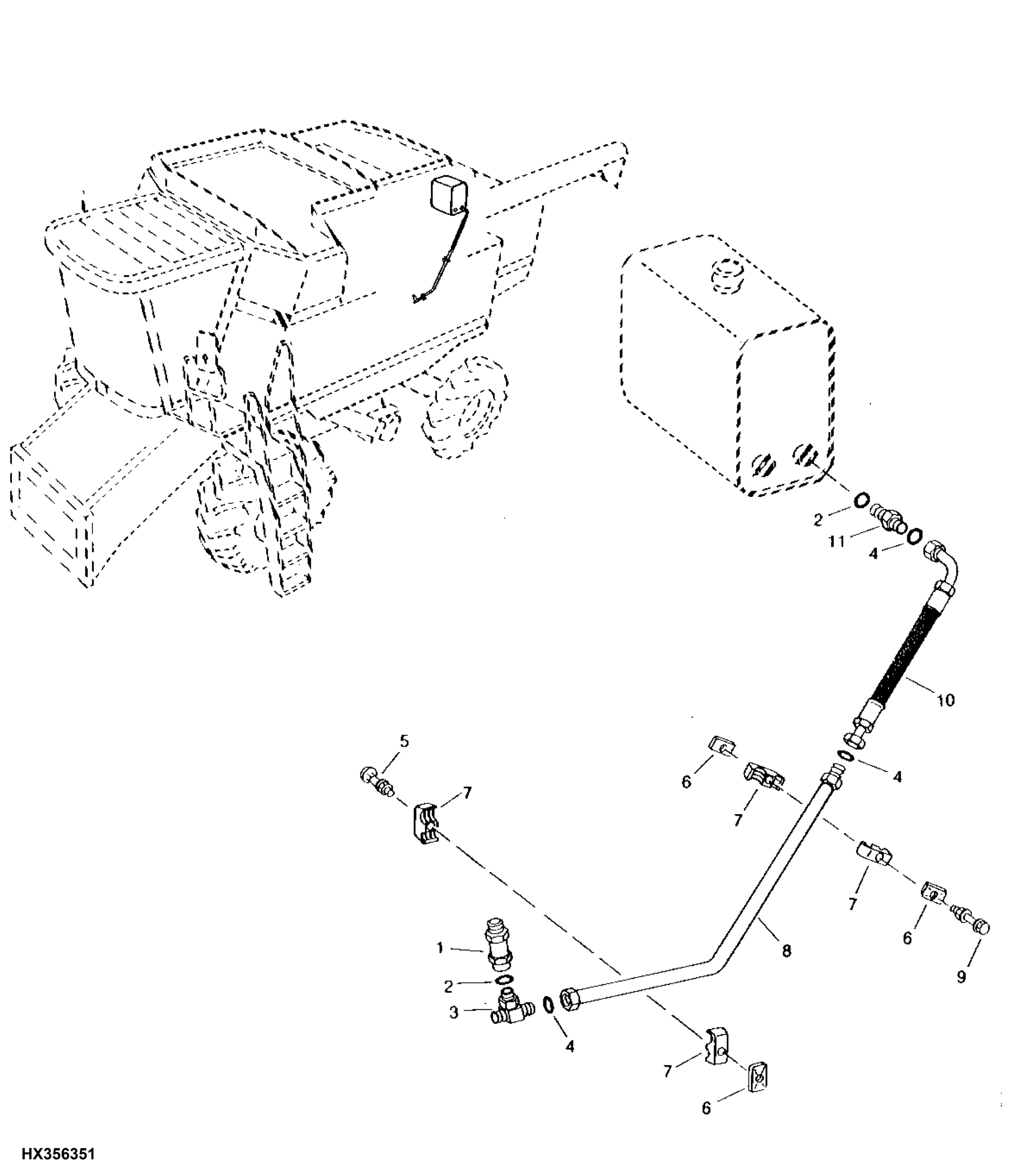 RESERVOIR HYDRAULIC UPPER RETURN LINES AND HOSES