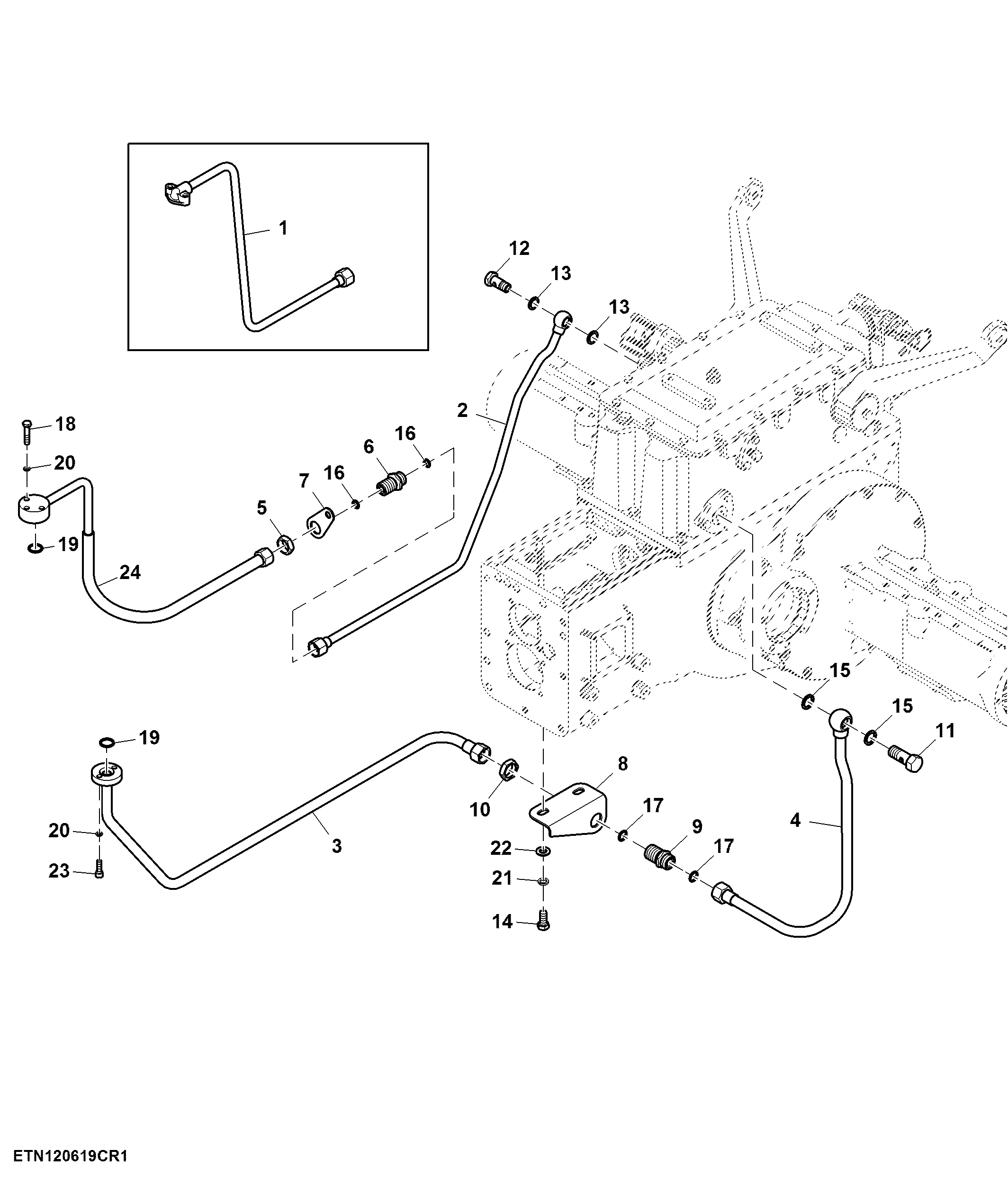 Oil Lines, Hydraulic Lift System, 8X2 Transmission
