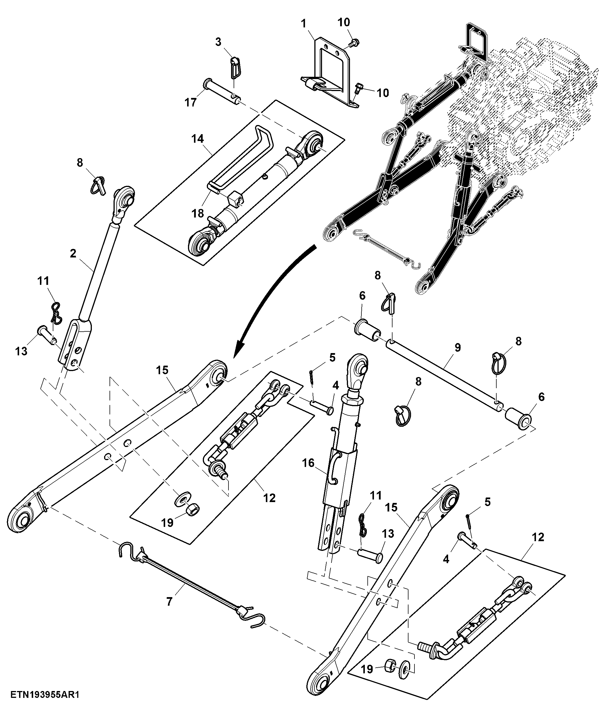 Three Point Linkage, W/ Draft Sensing Rockshaft