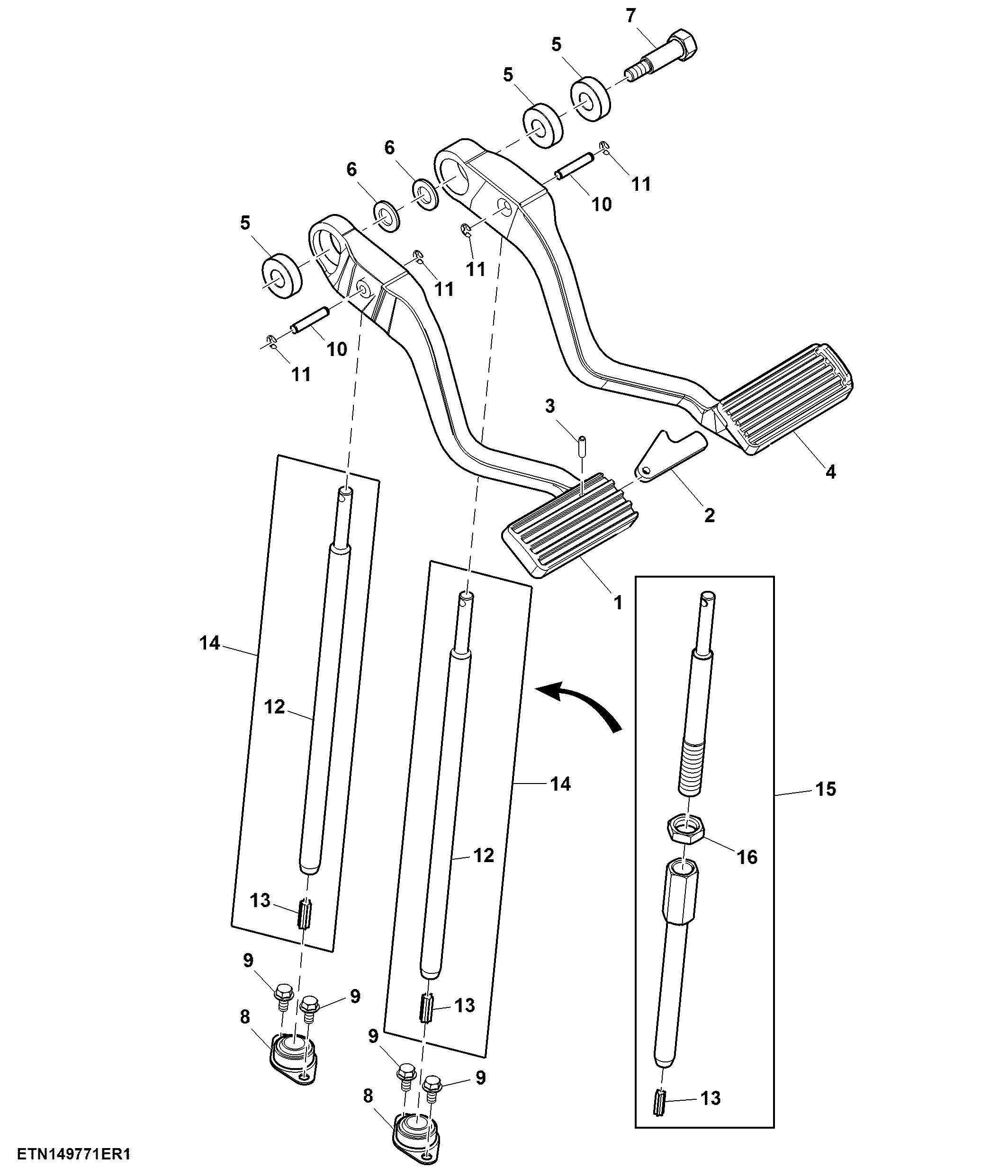 Brake Pedals, Dual, W/ Back Up Pump (Upper Position) (058001 - )