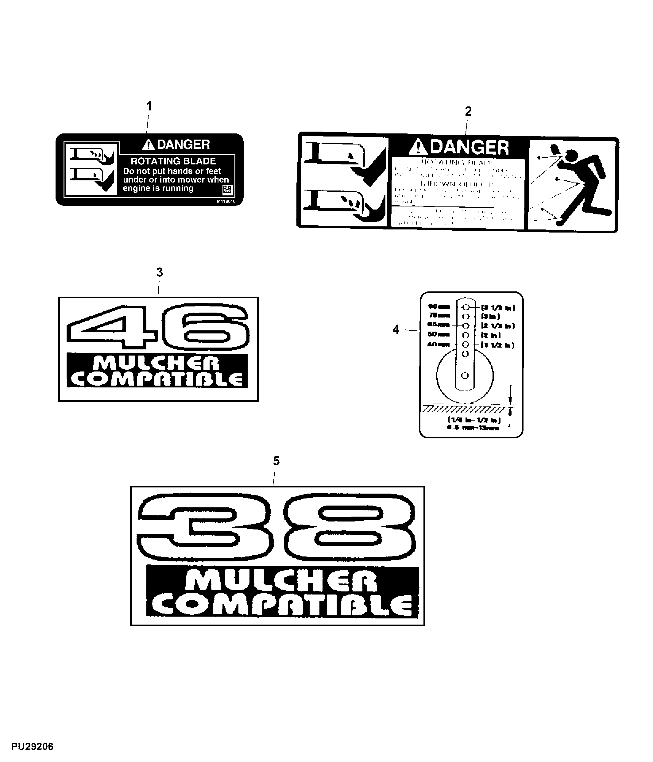 MOWER DECK LABELS