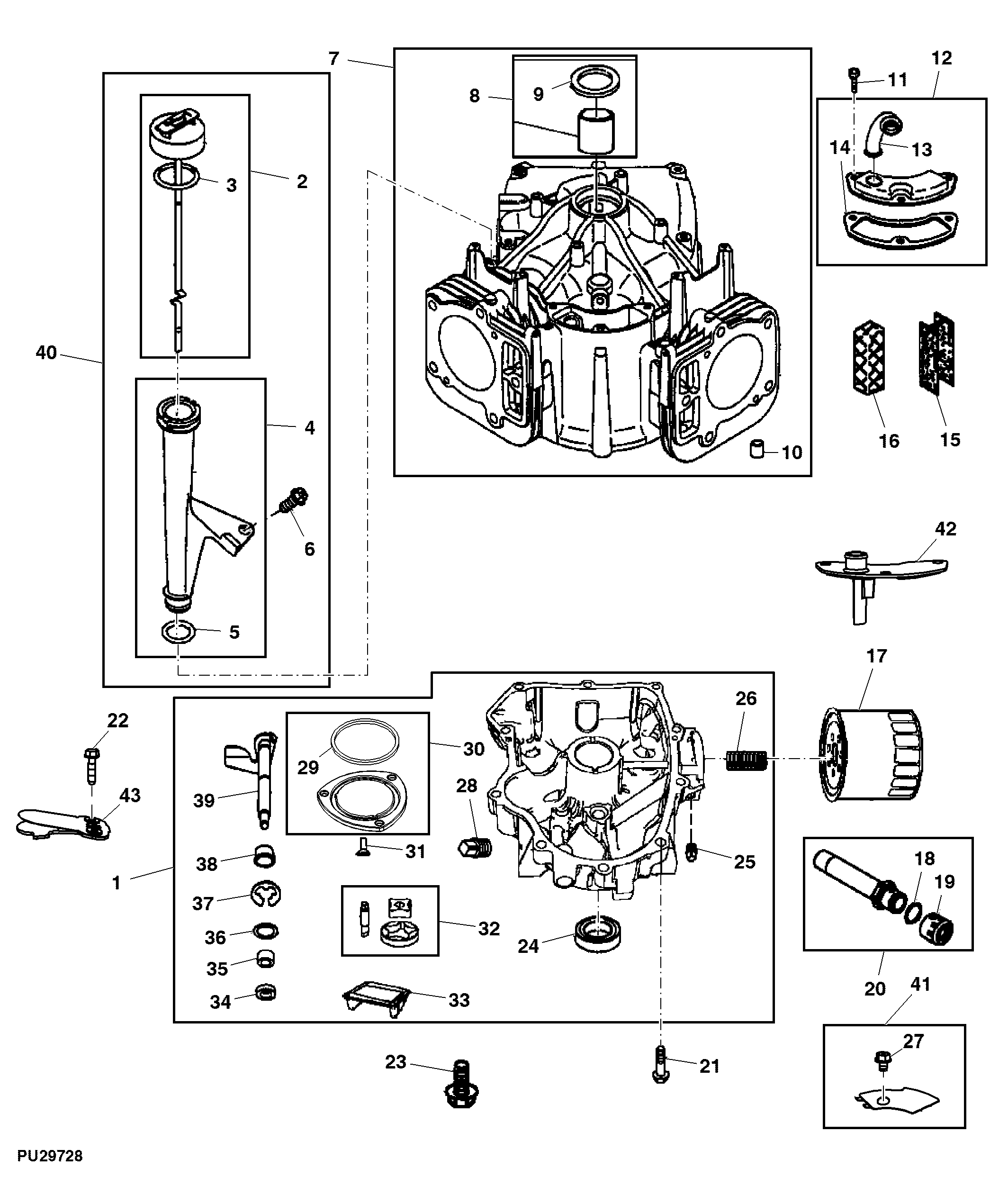 Cylinder Block, Crankcase and Oil Filter ( - 700000)
