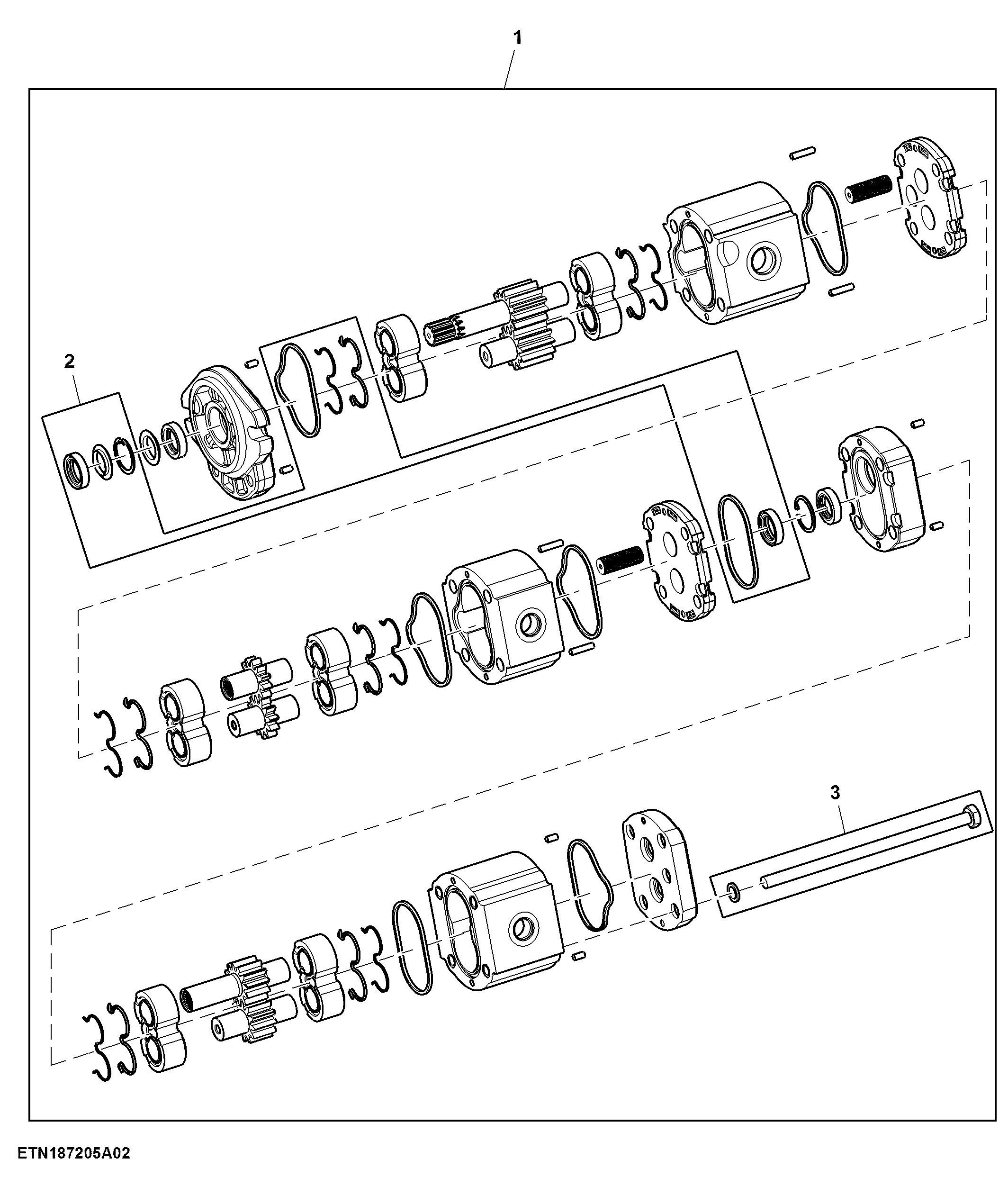 Main Hydraulic Pump, Push Button Shift Transmission, Tier 2