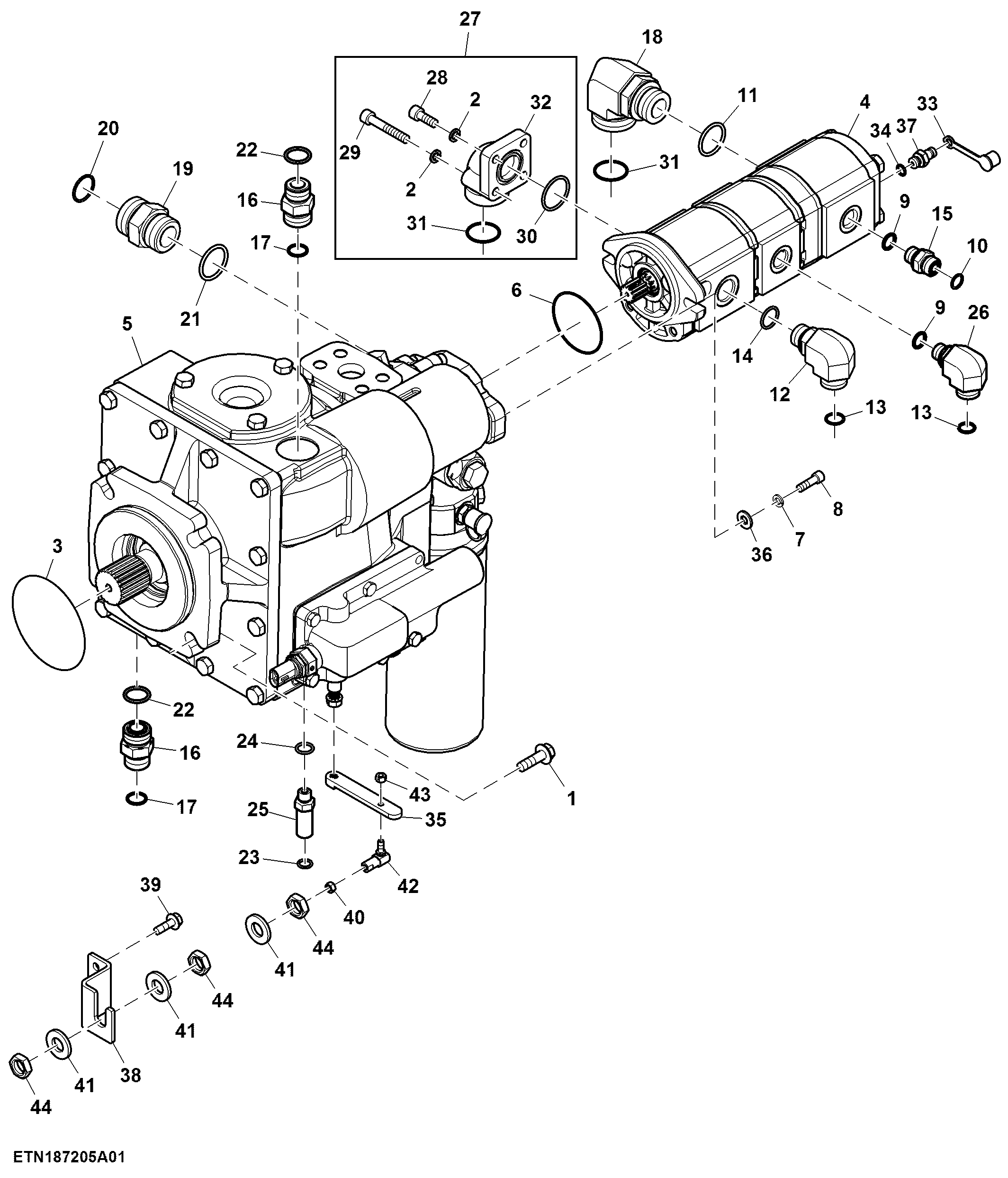 Hydrostatic Pump, Push Button Shift Transmission, Tier 2
