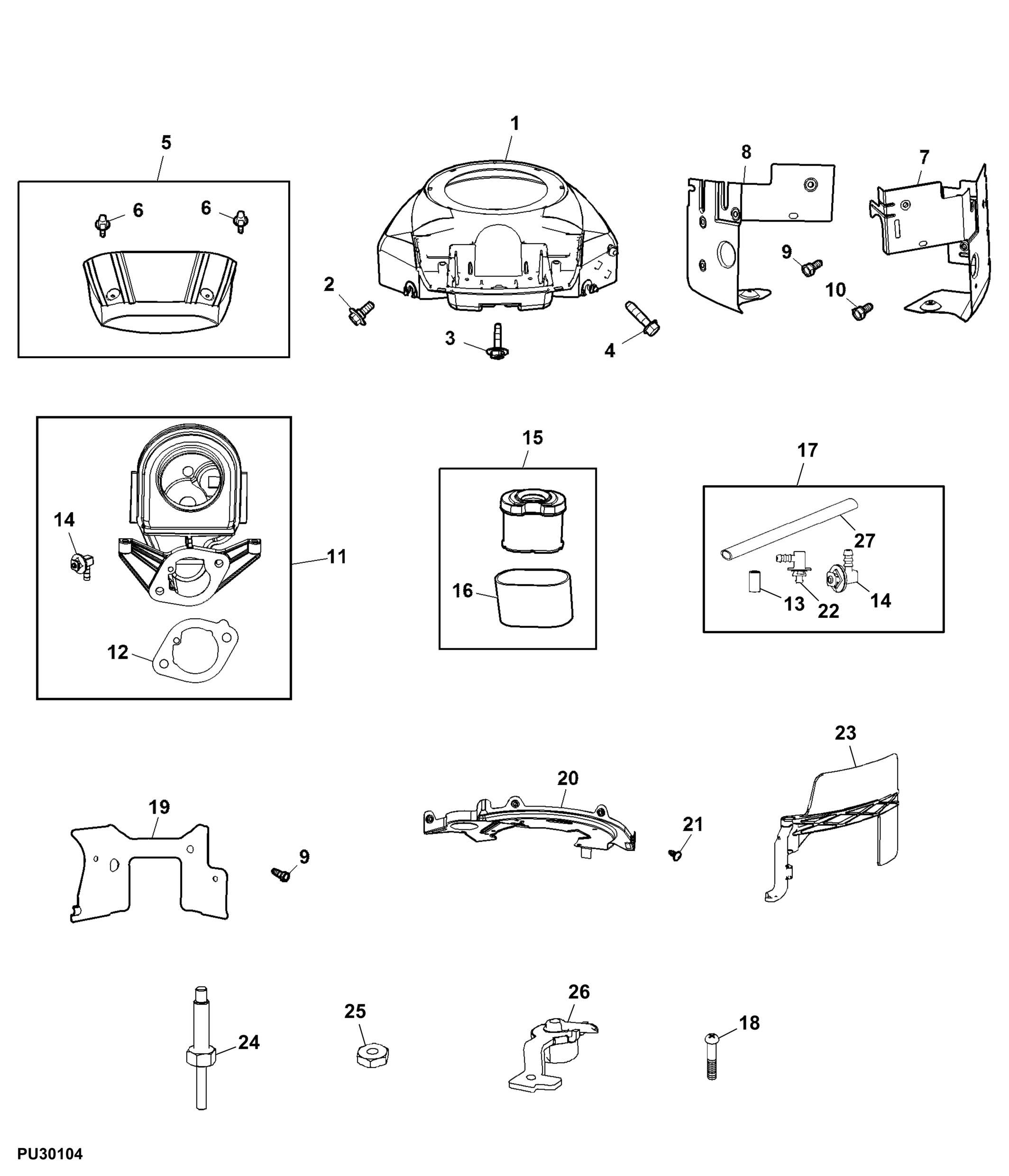 Blower Housing, Air Filter and Engine Shrouds