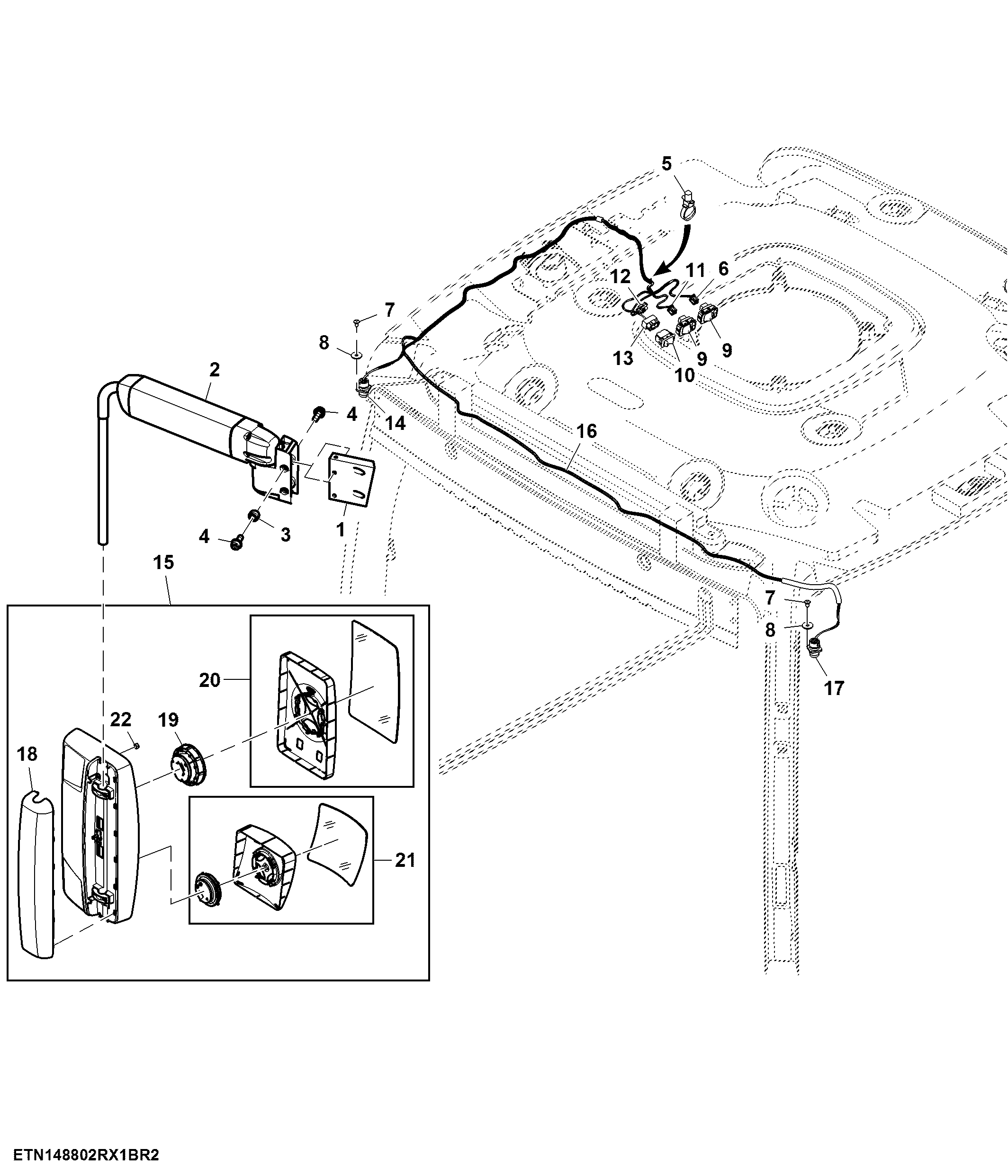 Telescopic External Mirror, Power, RH ( - 917100)