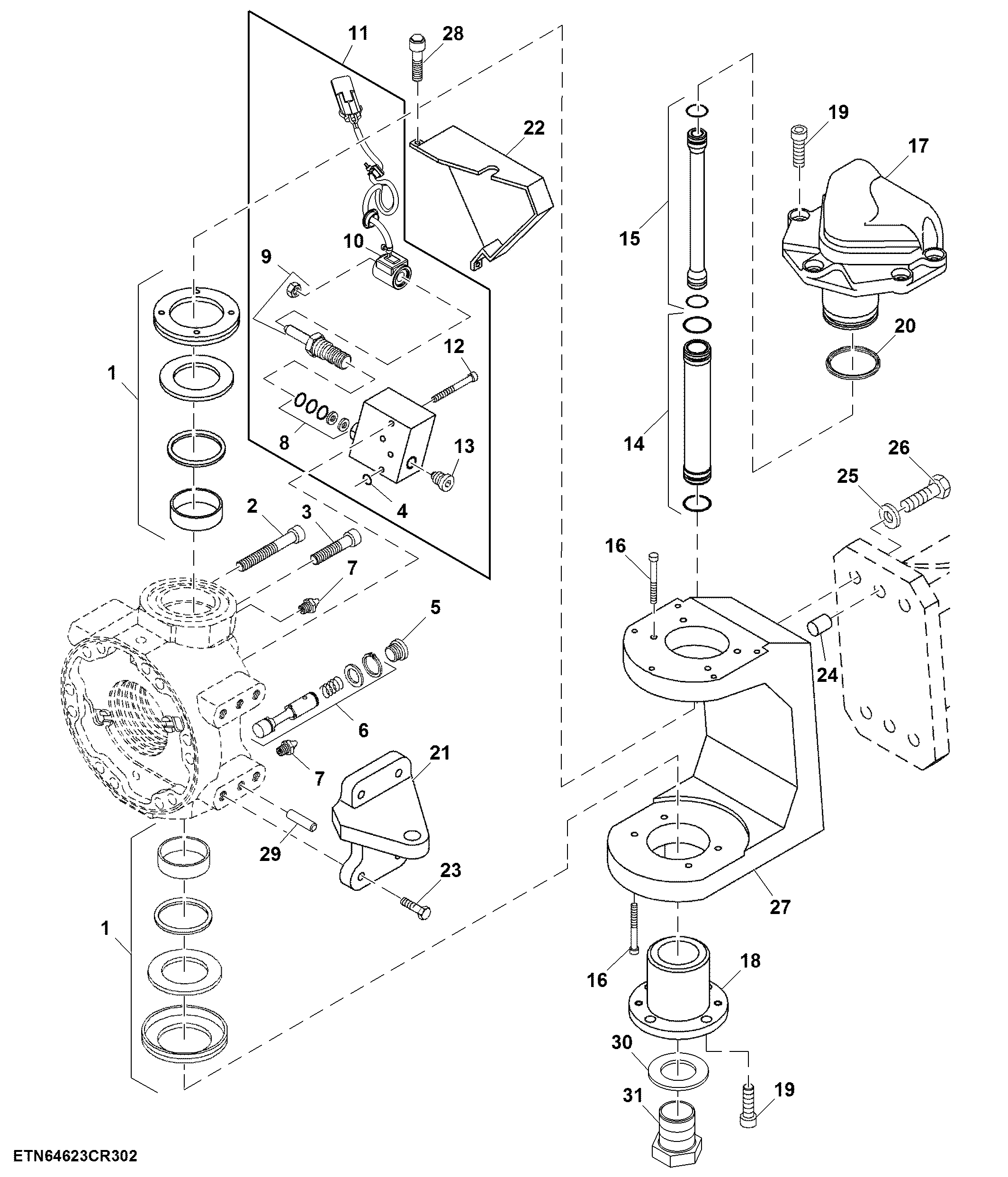 Powered Rear Wheel Motor Valve, C Frame and Pivot